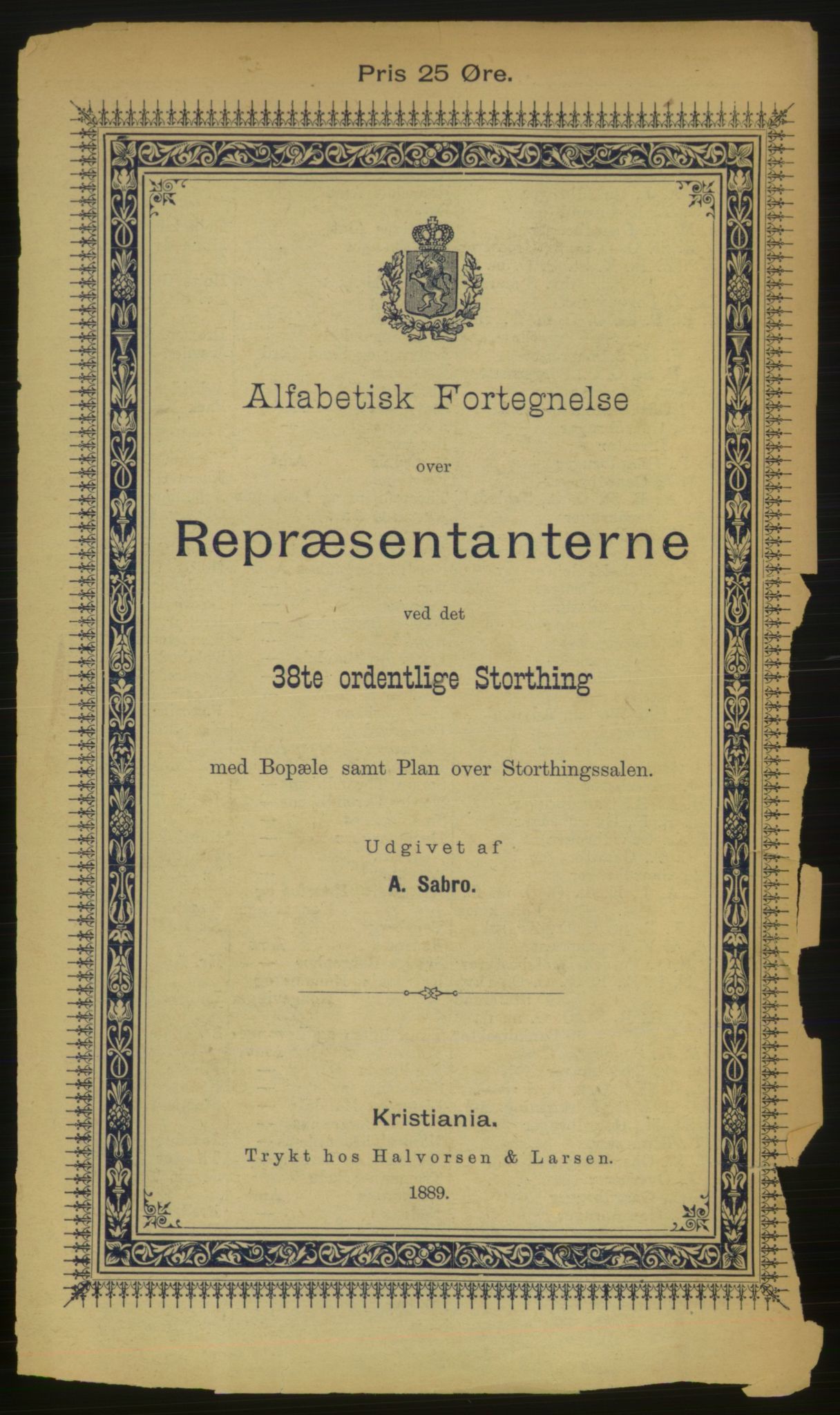 Kristiania/Oslo adressebok, PUBL/-, 1889