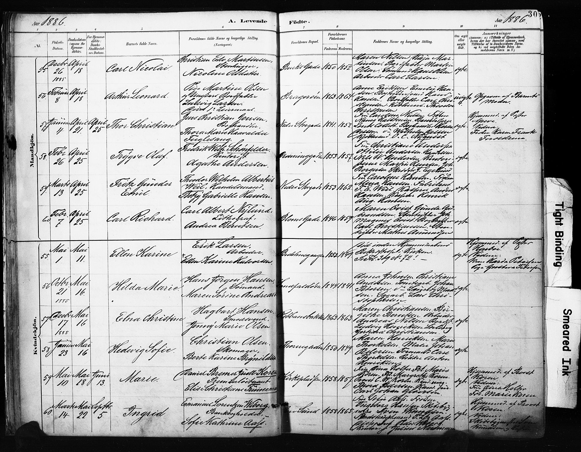 Bragernes kirkebøker, SAKO/A-6/F/Fb/L0007: Parish register (official) no. II 7, 1885-1893, p. 30