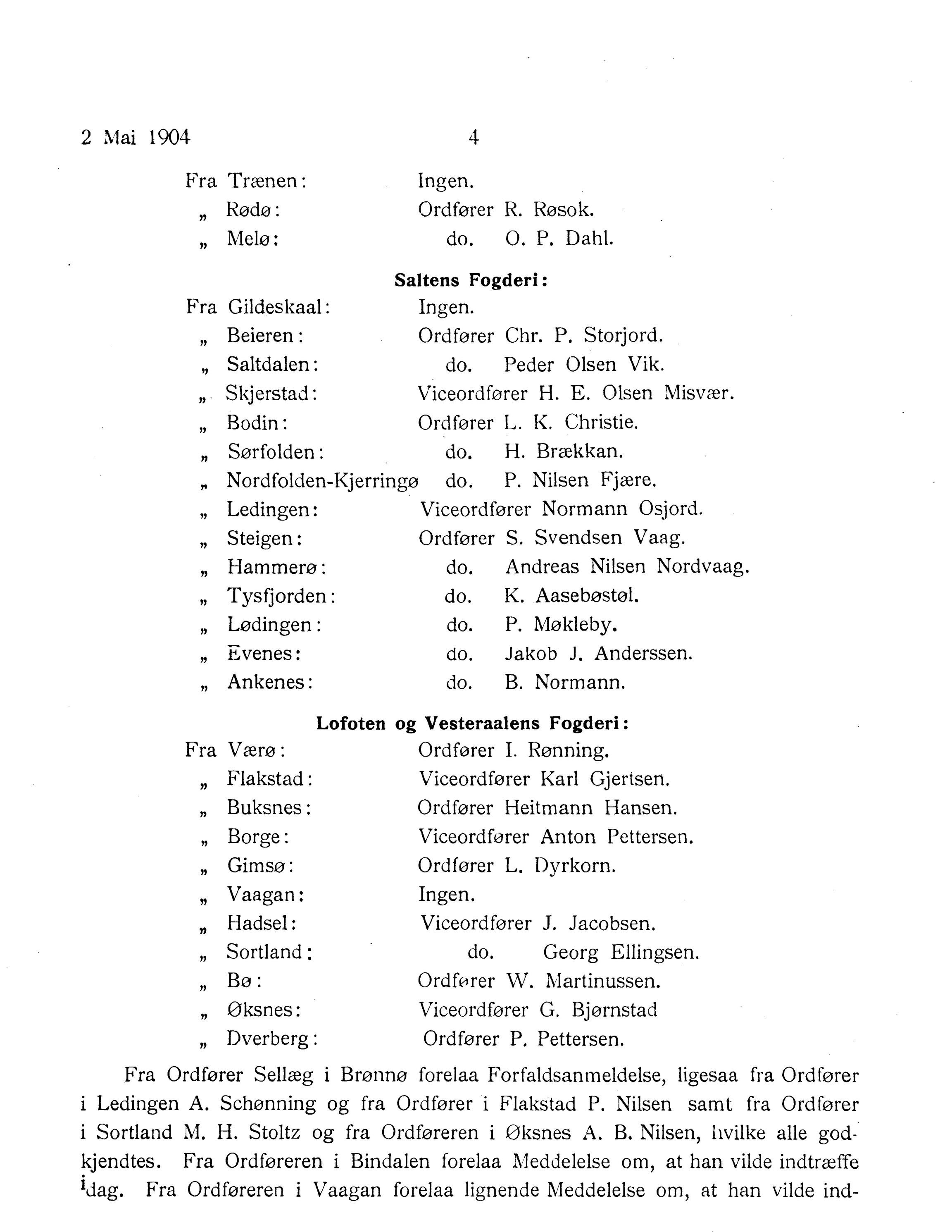 Nordland Fylkeskommune. Fylkestinget, AIN/NFK-17/176/A/Ac/L0027: Fylkestingsforhandlinger 1904, 1904