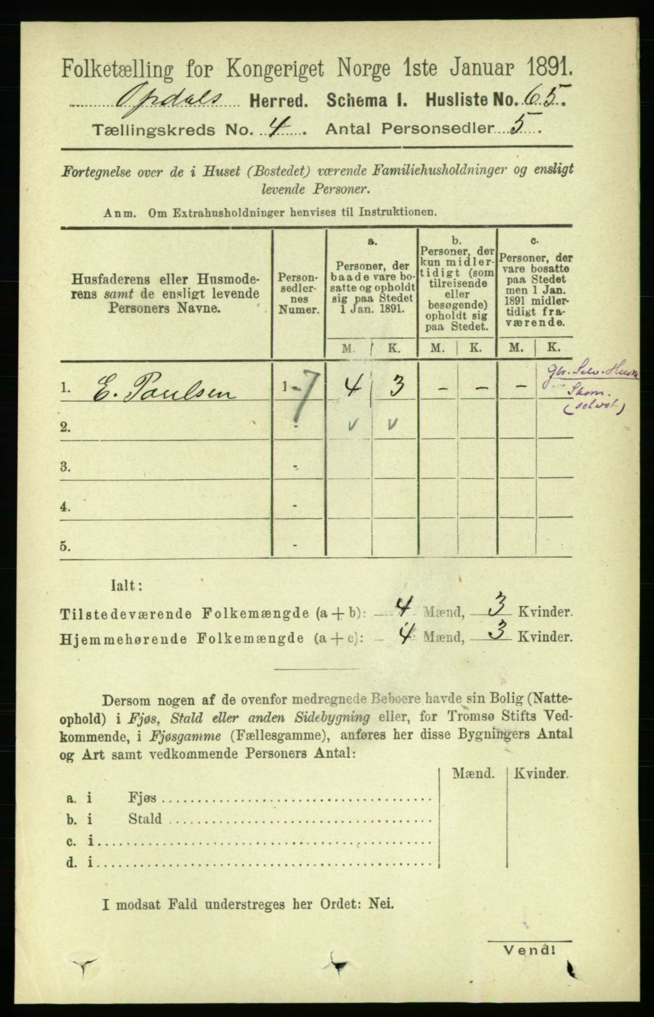 RA, 1891 census for 1634 Oppdal, 1891, p. 1796