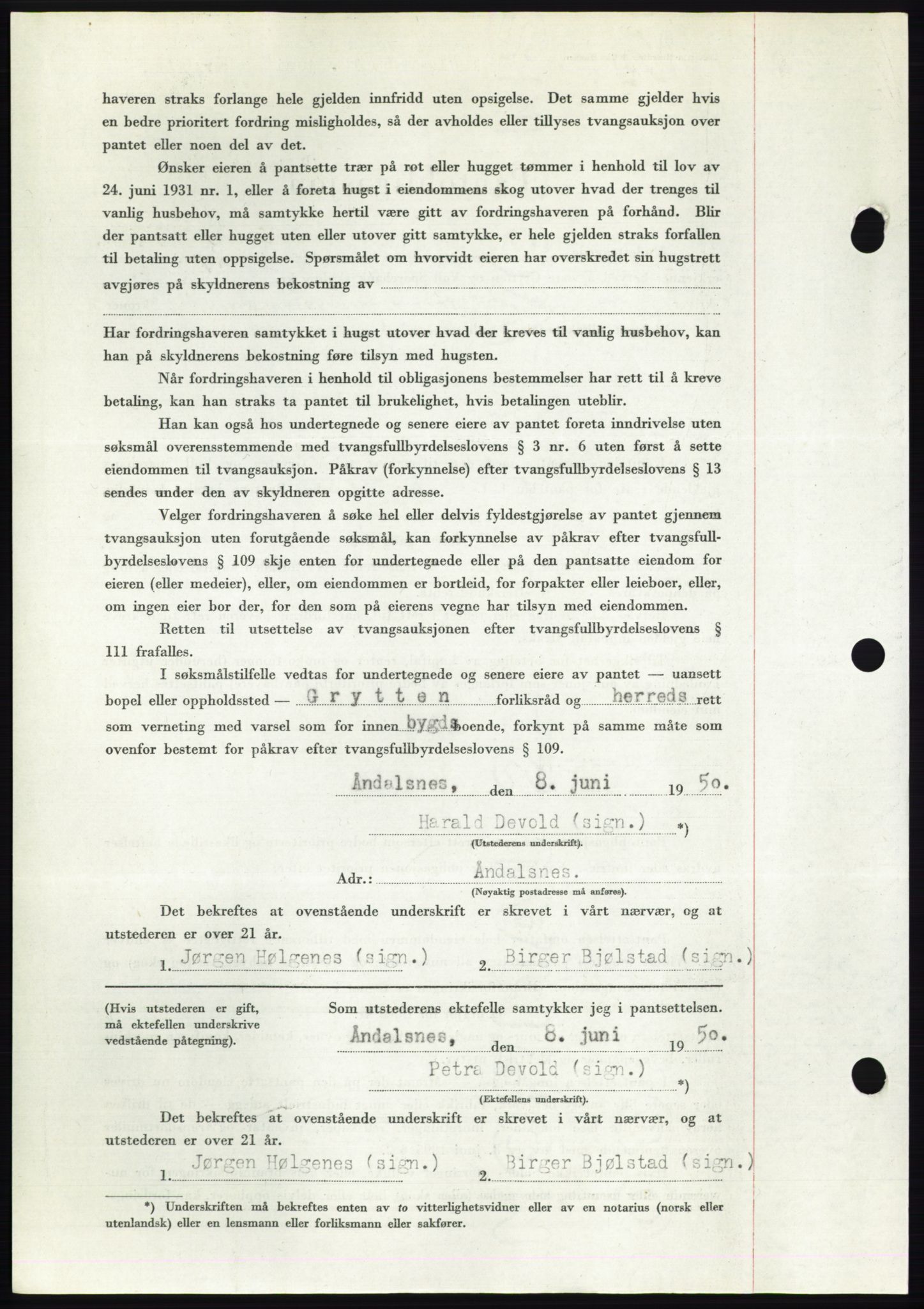 Romsdal sorenskriveri, AV/SAT-A-4149/1/2/2C: Mortgage book no. B5, 1949-1950, Diary no: : 1841/1950