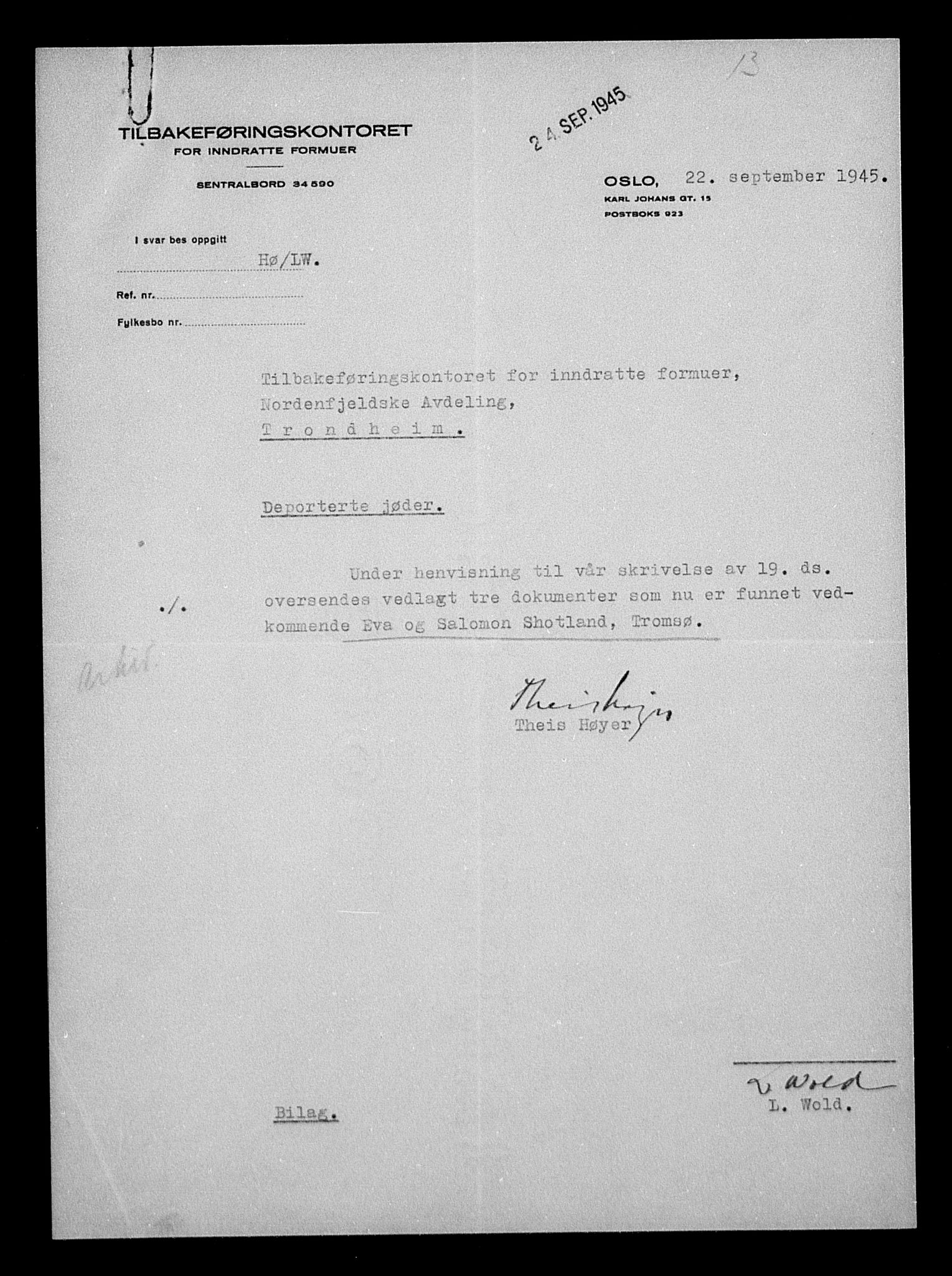 Justisdepartementet, Tilbakeføringskontoret for inndratte formuer, AV/RA-S-1564/H/Hc/Hcb/L0916: --, 1945-1947, p. 334