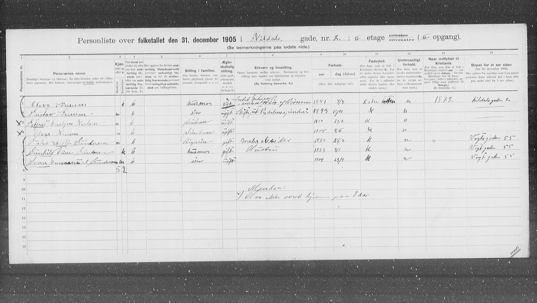 OBA, Municipal Census 1905 for Kristiania, 1905, p. 25953