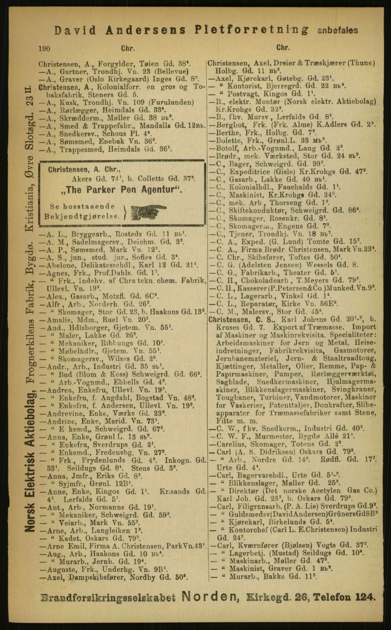 Kristiania/Oslo adressebok, PUBL/-, 1899, p. 190