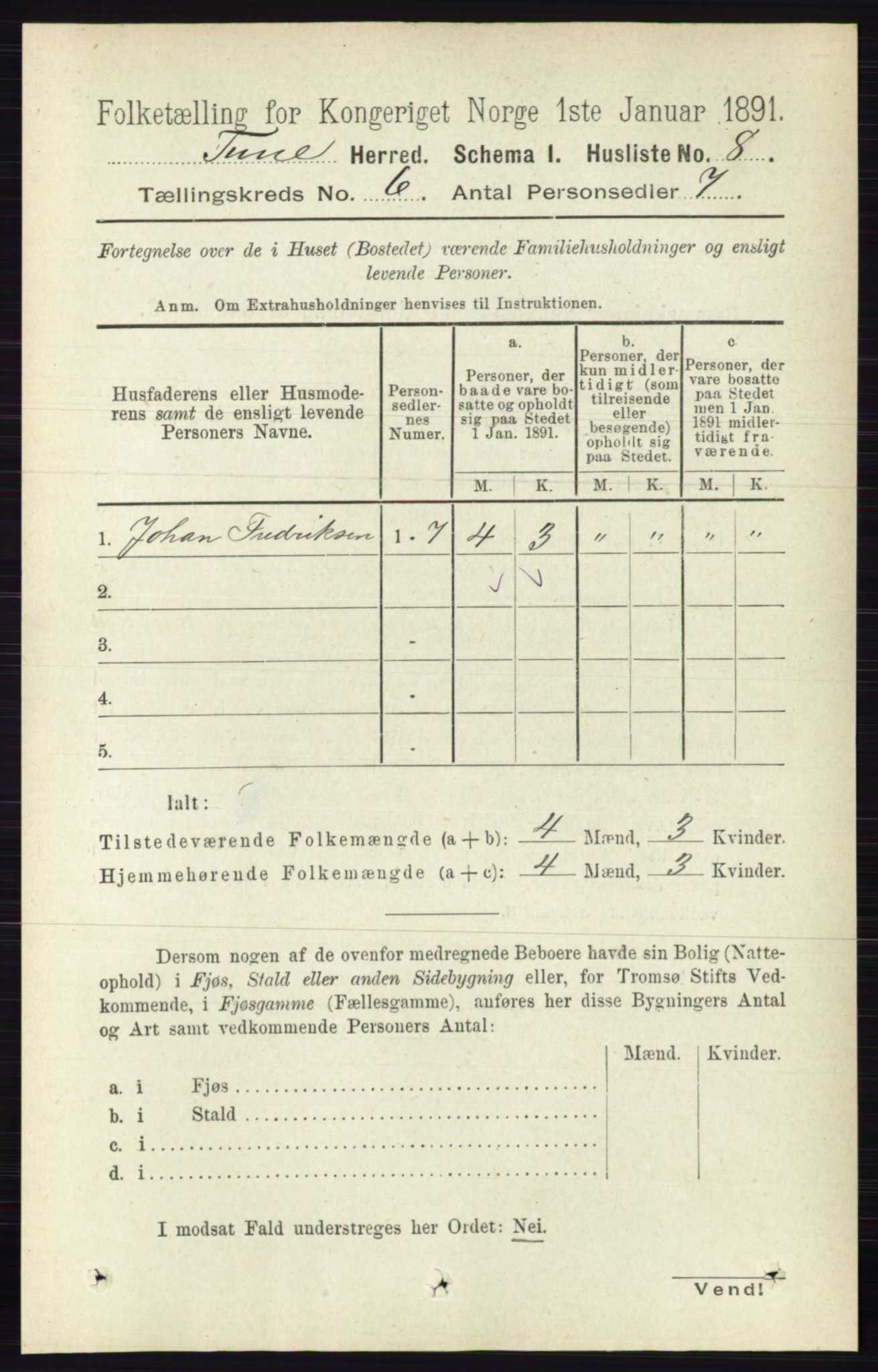 RA, 1891 census for 0130 Tune, 1891, p. 3956