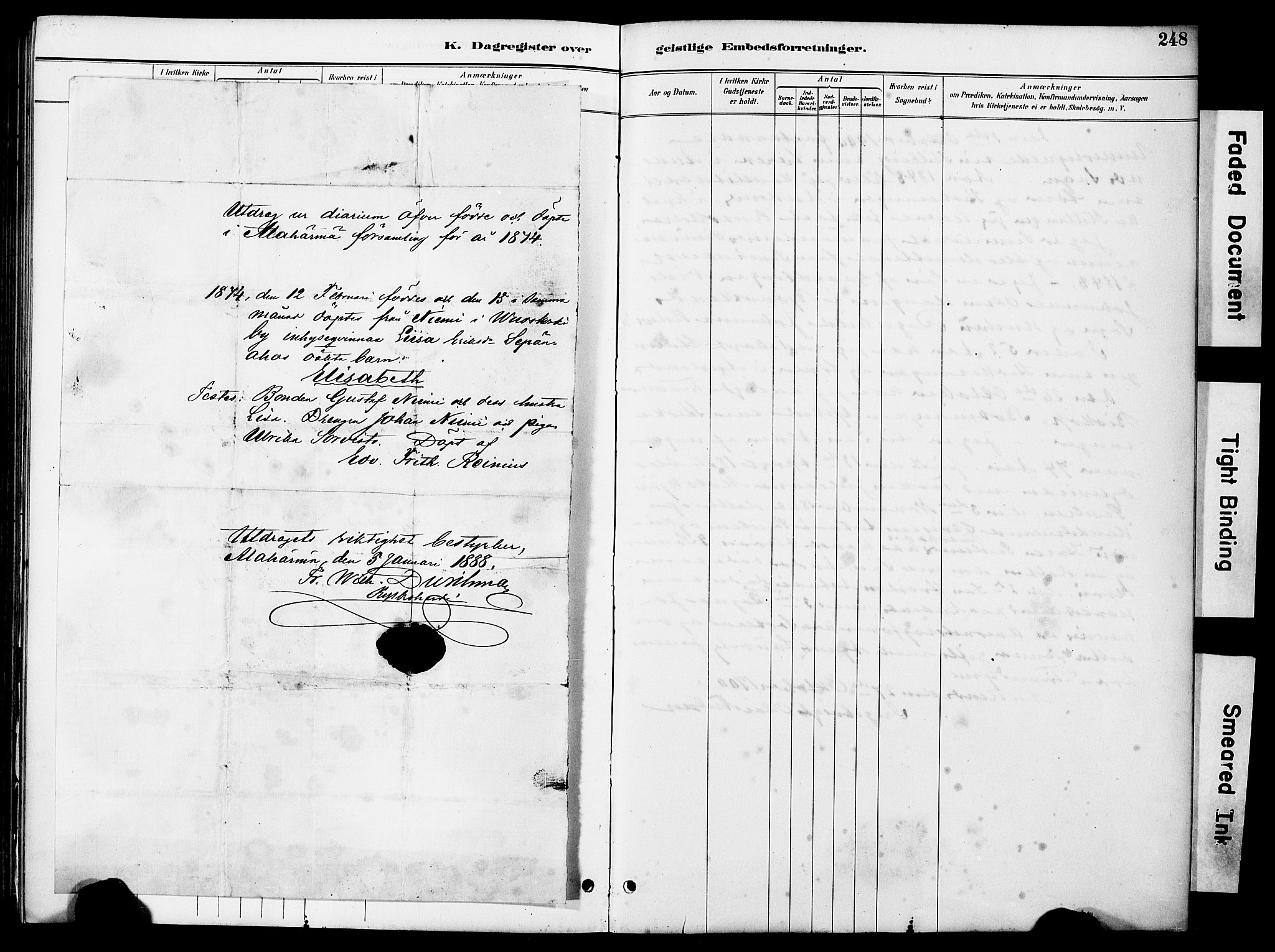 Ministerialprotokoller, klokkerbøker og fødselsregistre - Nordland, AV/SAT-A-1459/899/L1448: Parish register (copy) no. 899C03, 1887-1902, p. 248