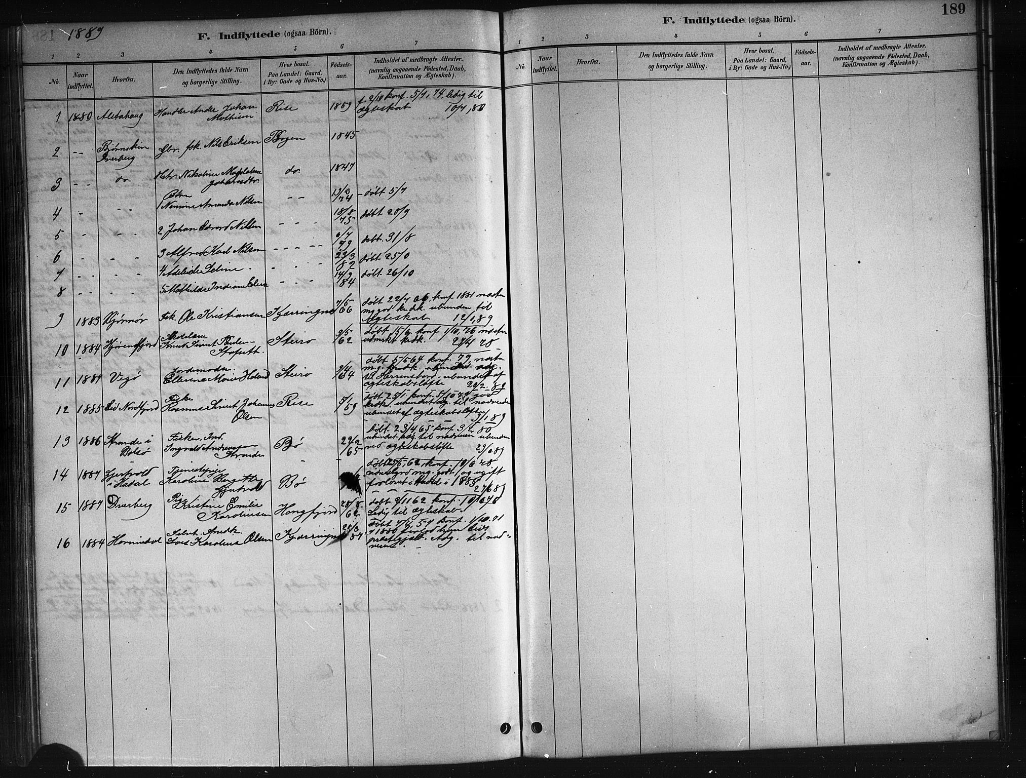 Ministerialprotokoller, klokkerbøker og fødselsregistre - Nordland, AV/SAT-A-1459/895/L1382: Parish register (copy) no. 895C04, 1885-1896, p. 189