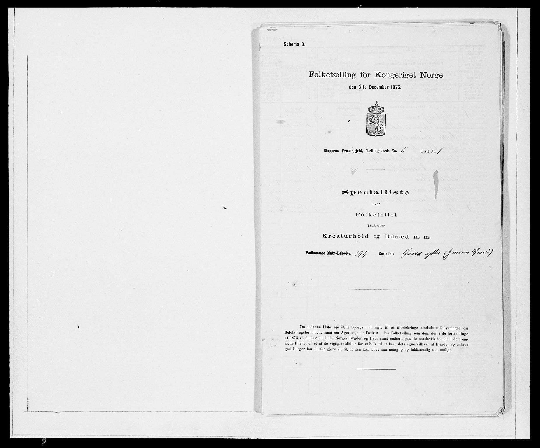 SAB, 1875 Census for 1445P Gloppen, 1875, p. 723