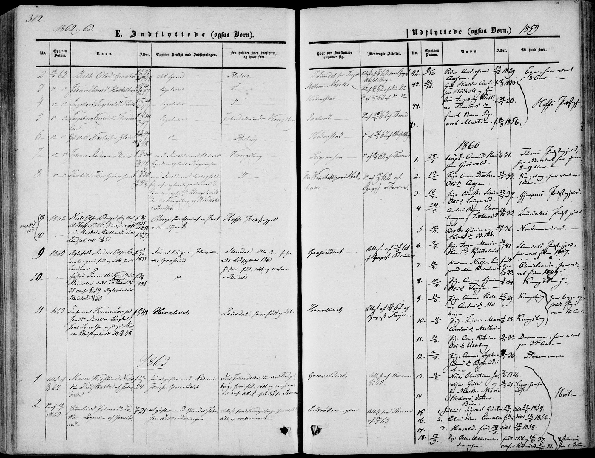 Sandsvær kirkebøker, AV/SAKO-A-244/F/Fa/L0006: Parish register (official) no. I 6, 1857-1868, p. 312