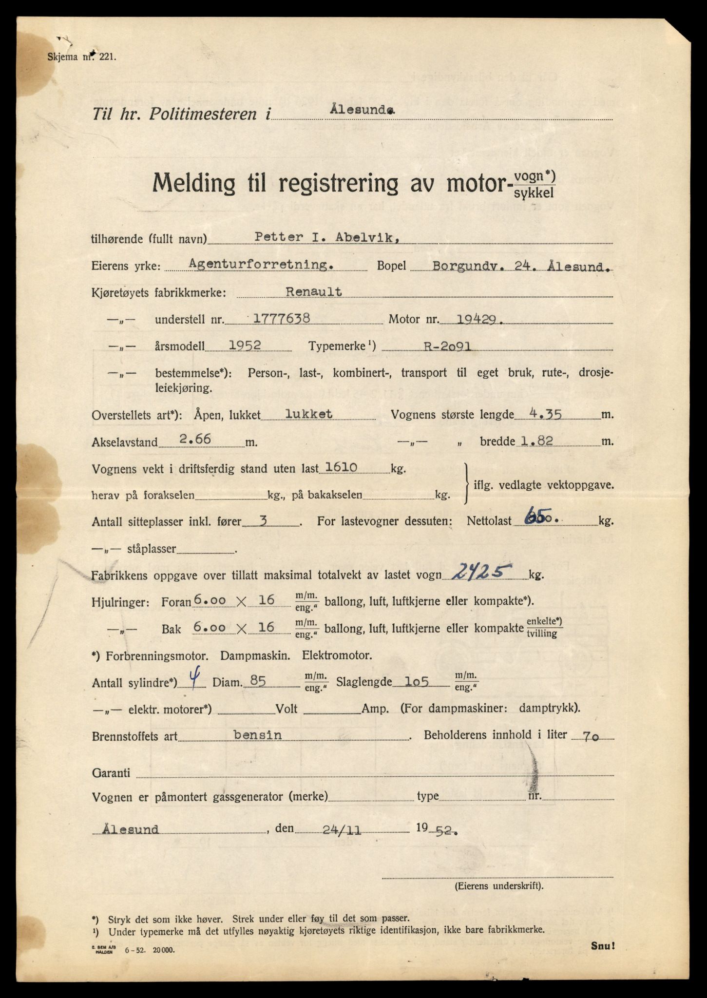 Møre og Romsdal vegkontor - Ålesund trafikkstasjon, SAT/A-4099/F/Fe/L0012: Registreringskort for kjøretøy T 1290 - T 1450, 1927-1998, p. 2234