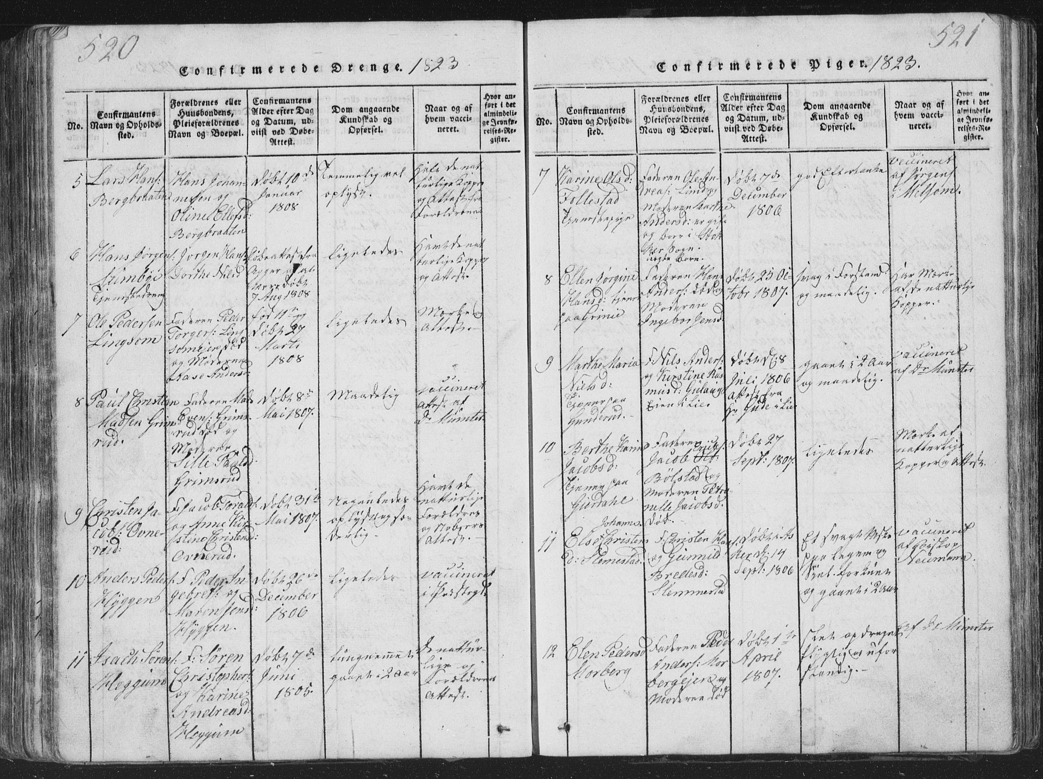 Røyken kirkebøker, SAKO/A-241/G/Ga/L0003: Parish register (copy) no. 3, 1814-1856, p. 520-521