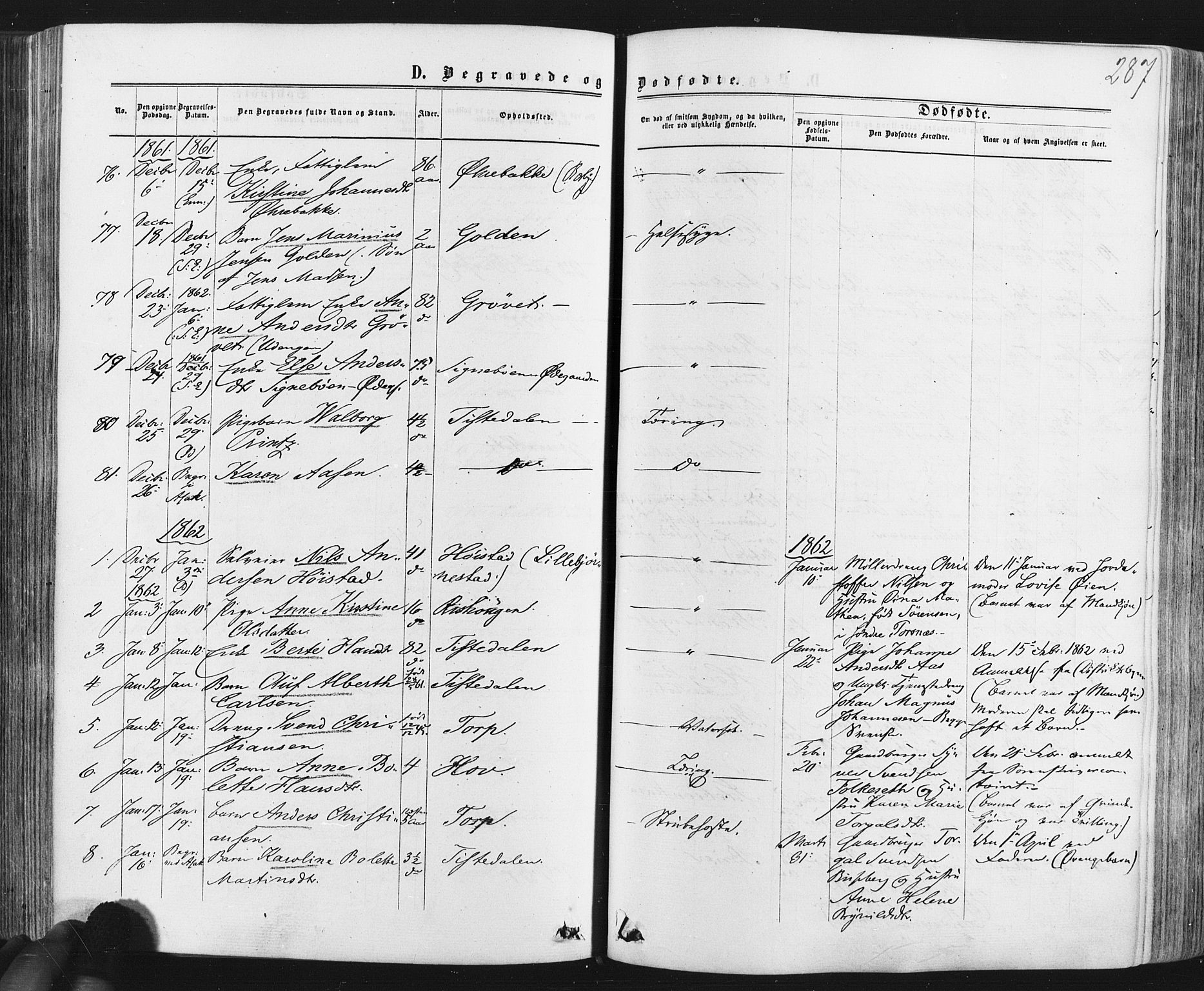 Idd prestekontor Kirkebøker, SAO/A-10911/F/Fc/L0005: Parish register (official) no. III 5, 1861-1877, p. 287