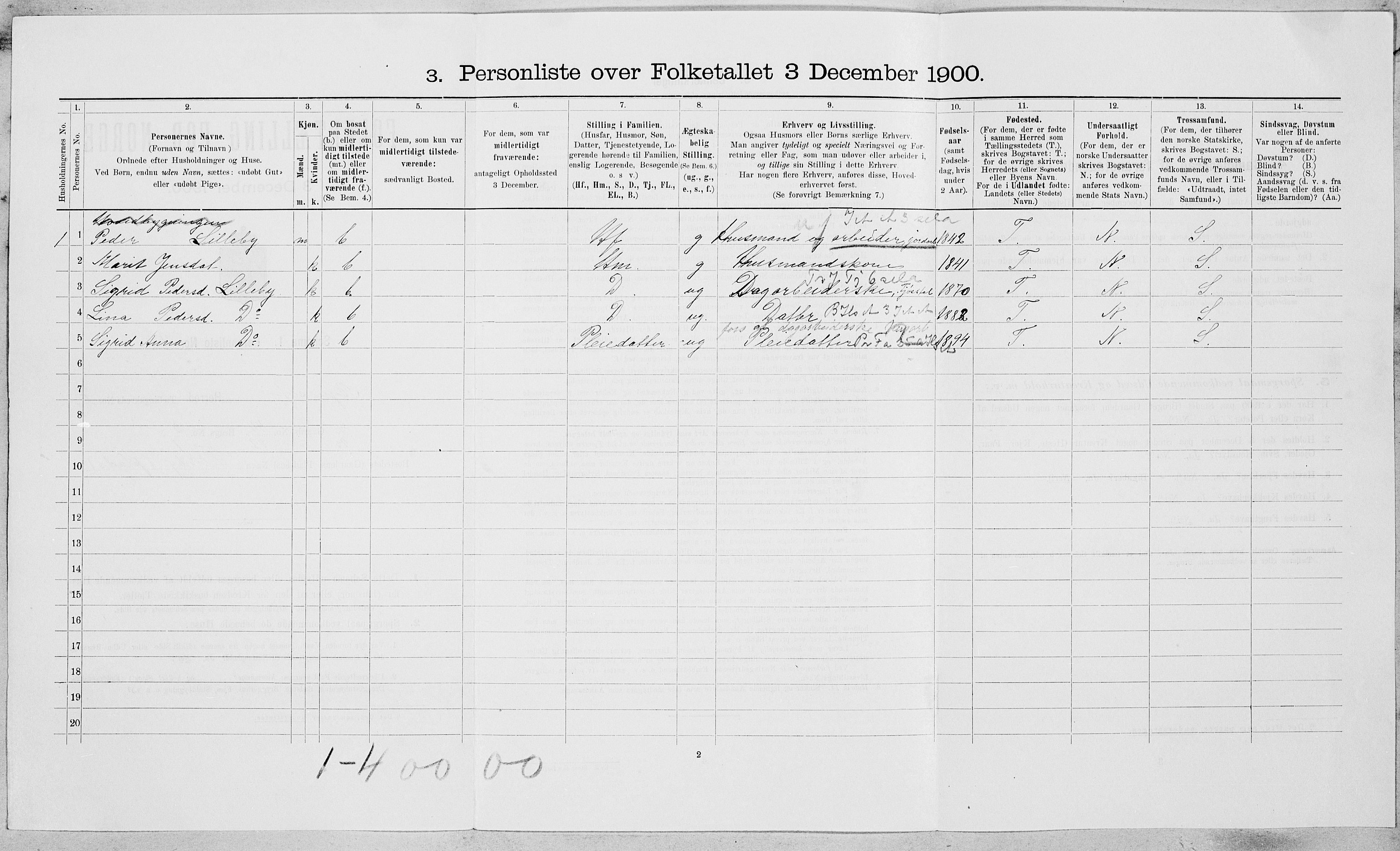 SAT, 1900 census for Byneset, 1900, p. 480