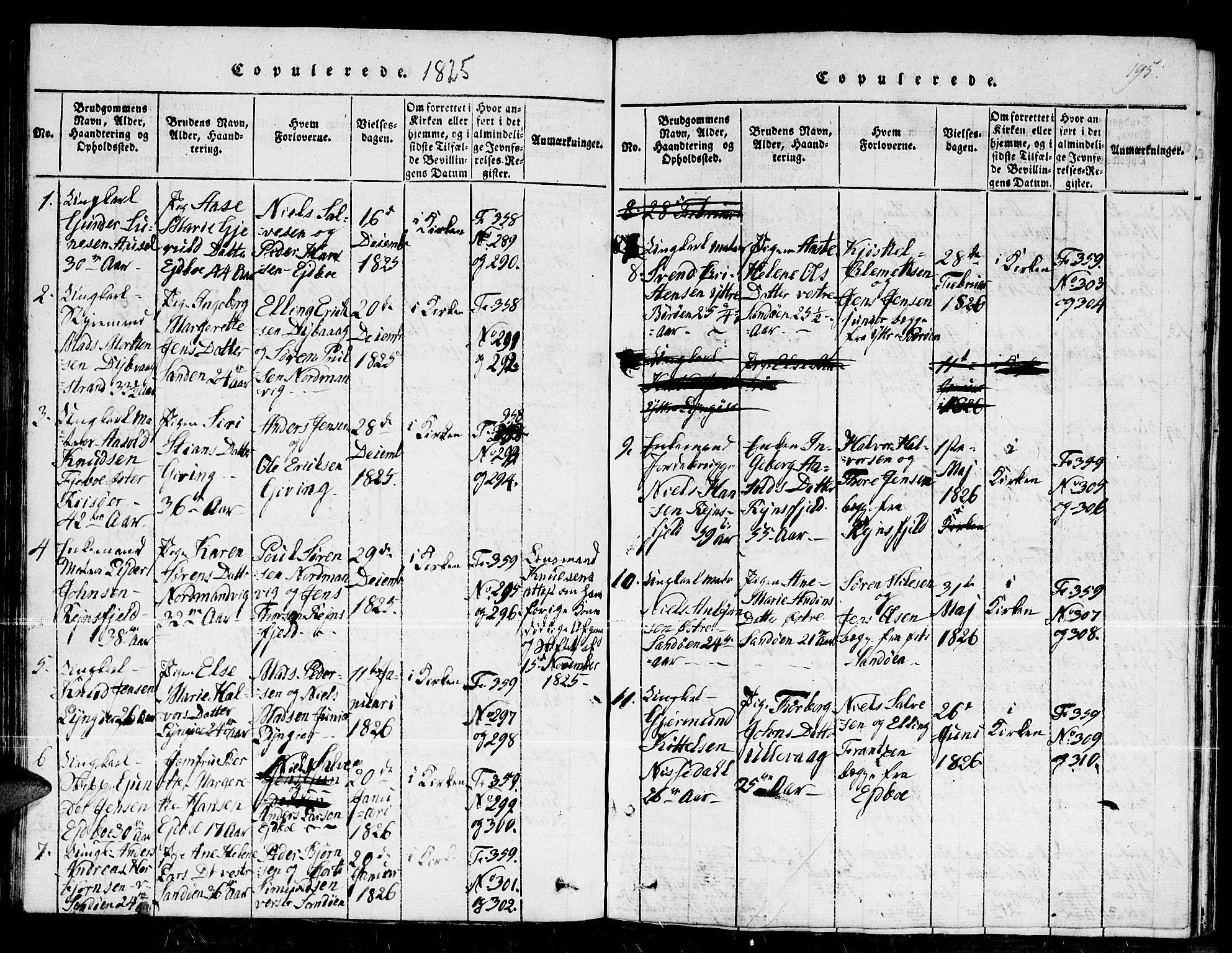 Dypvåg sokneprestkontor, SAK/1111-0007/F/Fb/Fba/L0009: Parish register (copy) no. B 9, 1816-1842, p. 195