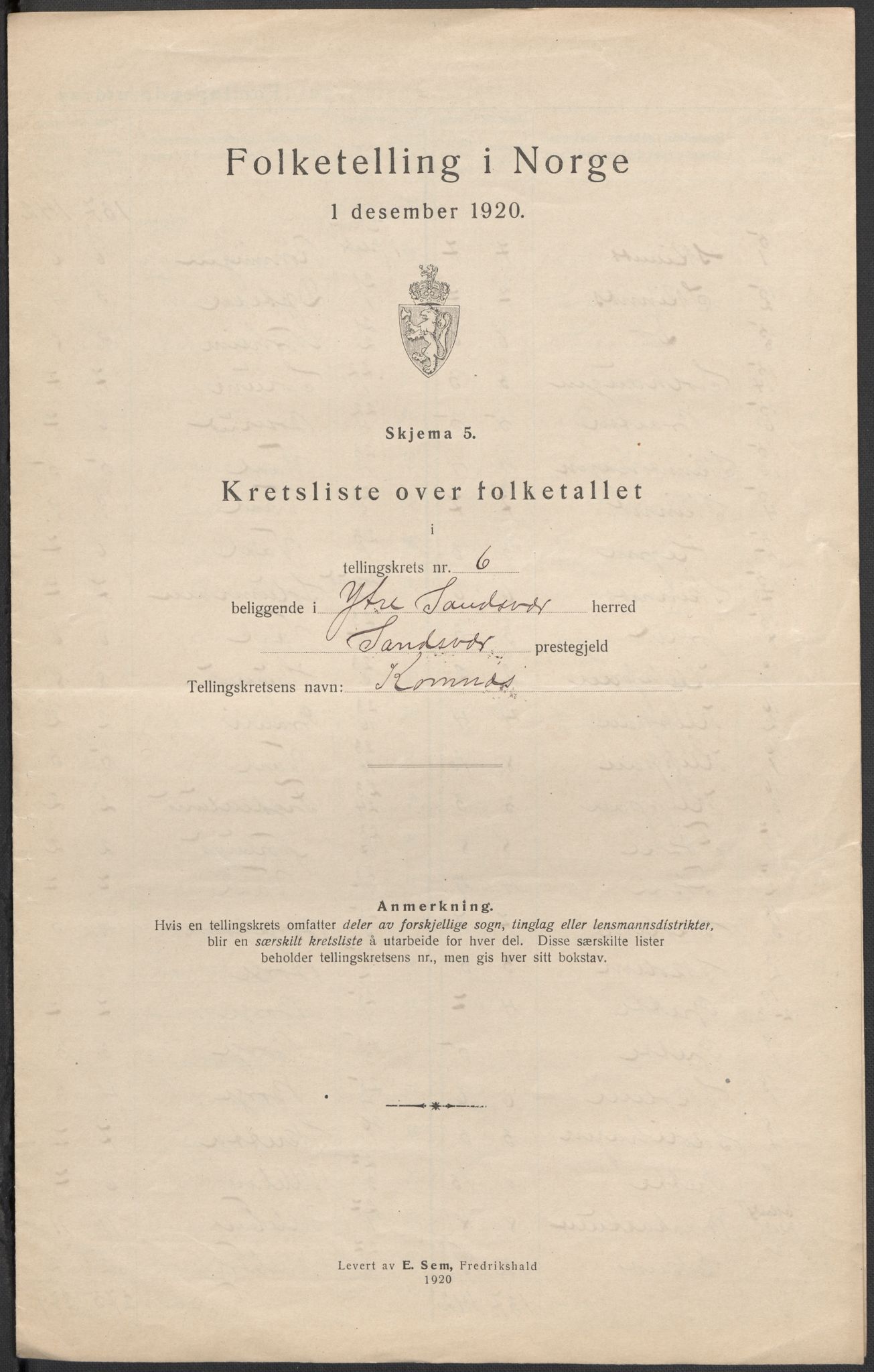 SAKO, 1920 census for Ytre Sandsvær, 1920, p. 26