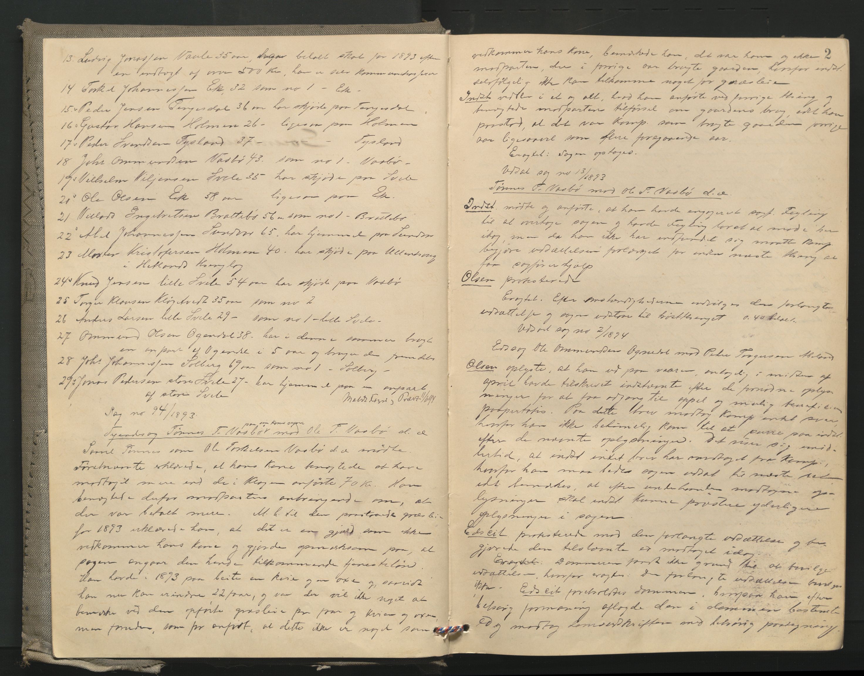 Dalane sorenskriveri, AV/SAST-A-100309/001/3/30/30BA/L0005: TINGBOK, 1894-1898, p. 1b-2a