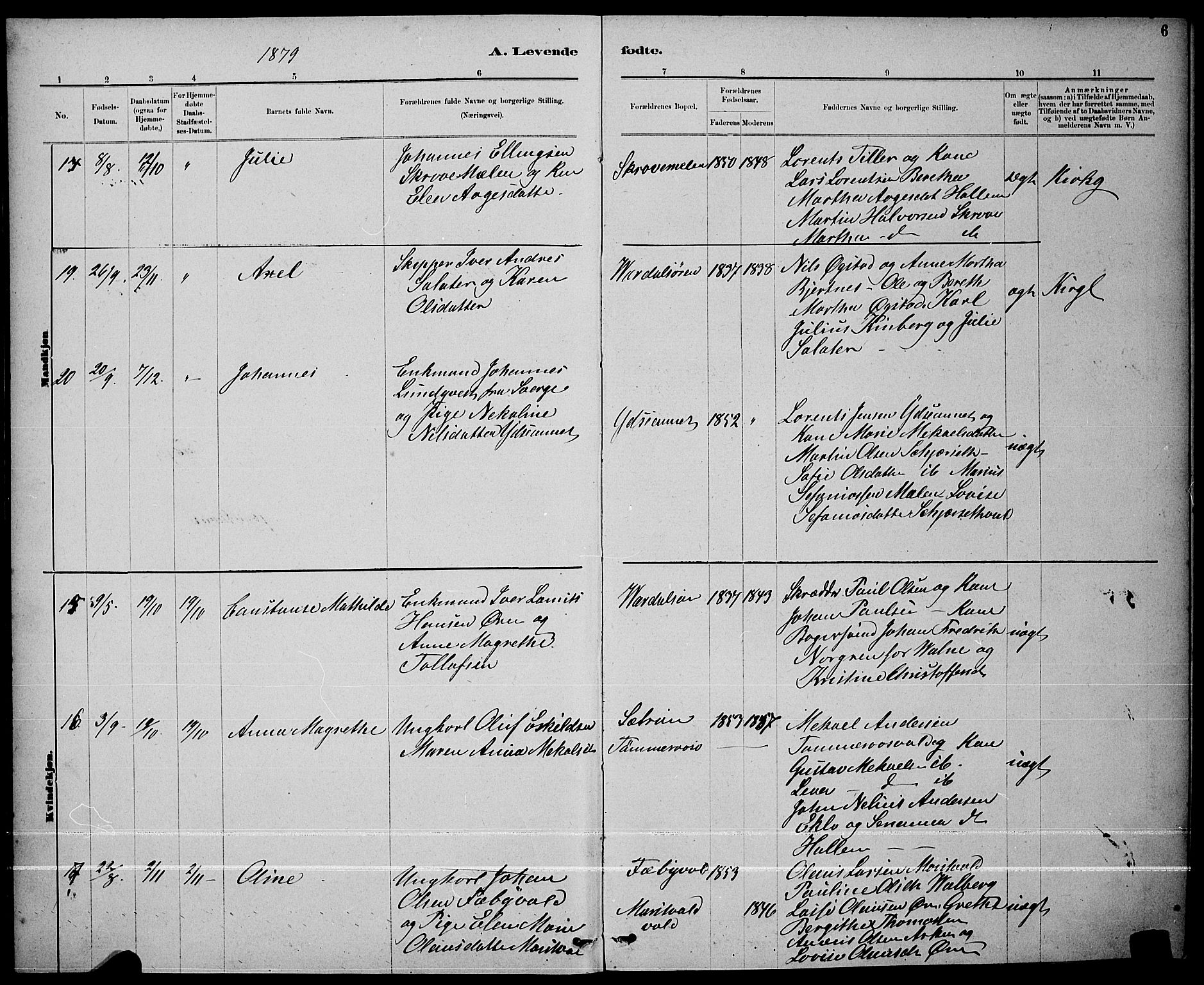 Ministerialprotokoller, klokkerbøker og fødselsregistre - Nord-Trøndelag, AV/SAT-A-1458/723/L0256: Parish register (copy) no. 723C04, 1879-1890, p. 6