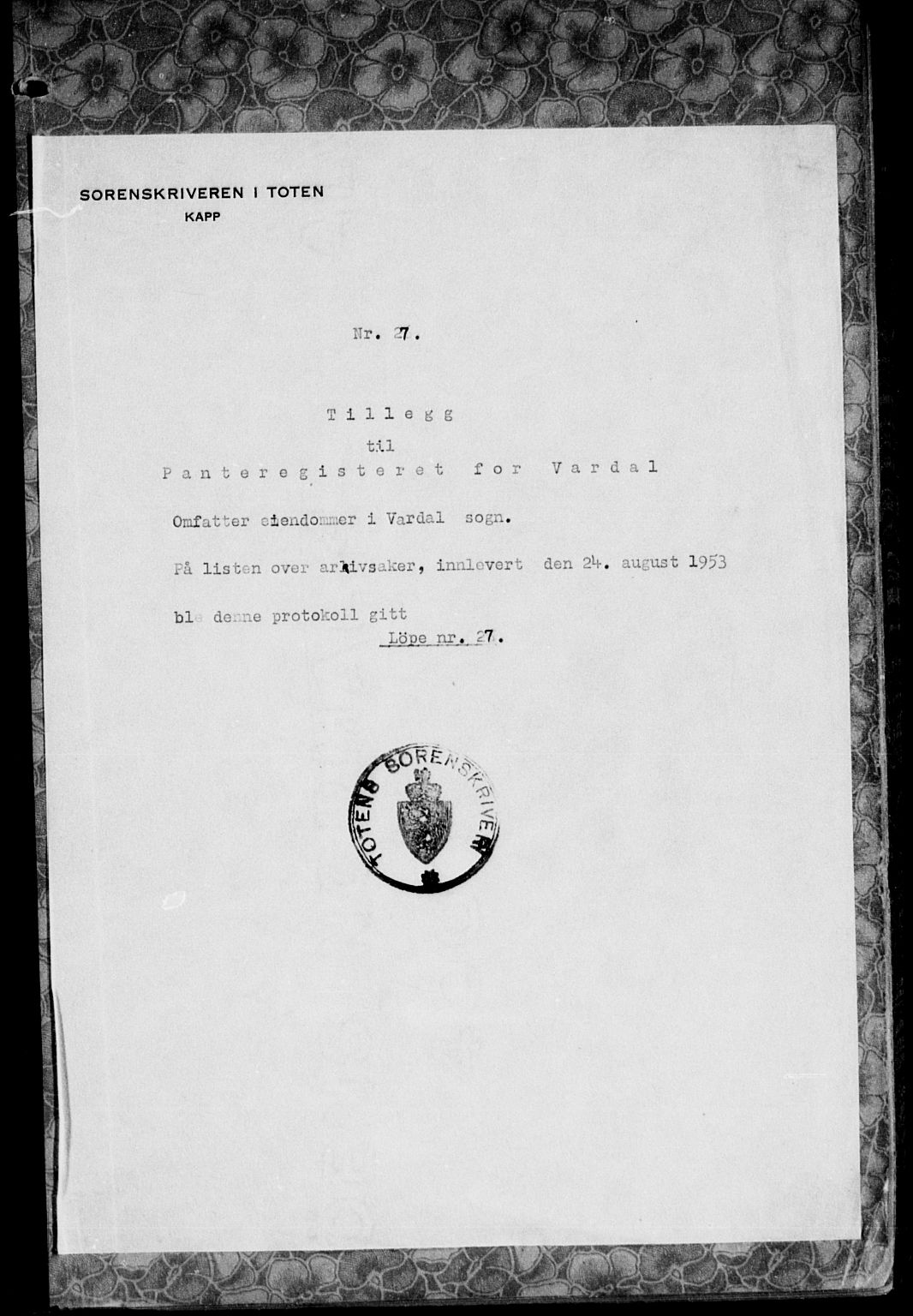 Toten tingrett, SAH/TING-006/H/Ha/Haa/L0022: Mortgage register no. 22, 1901