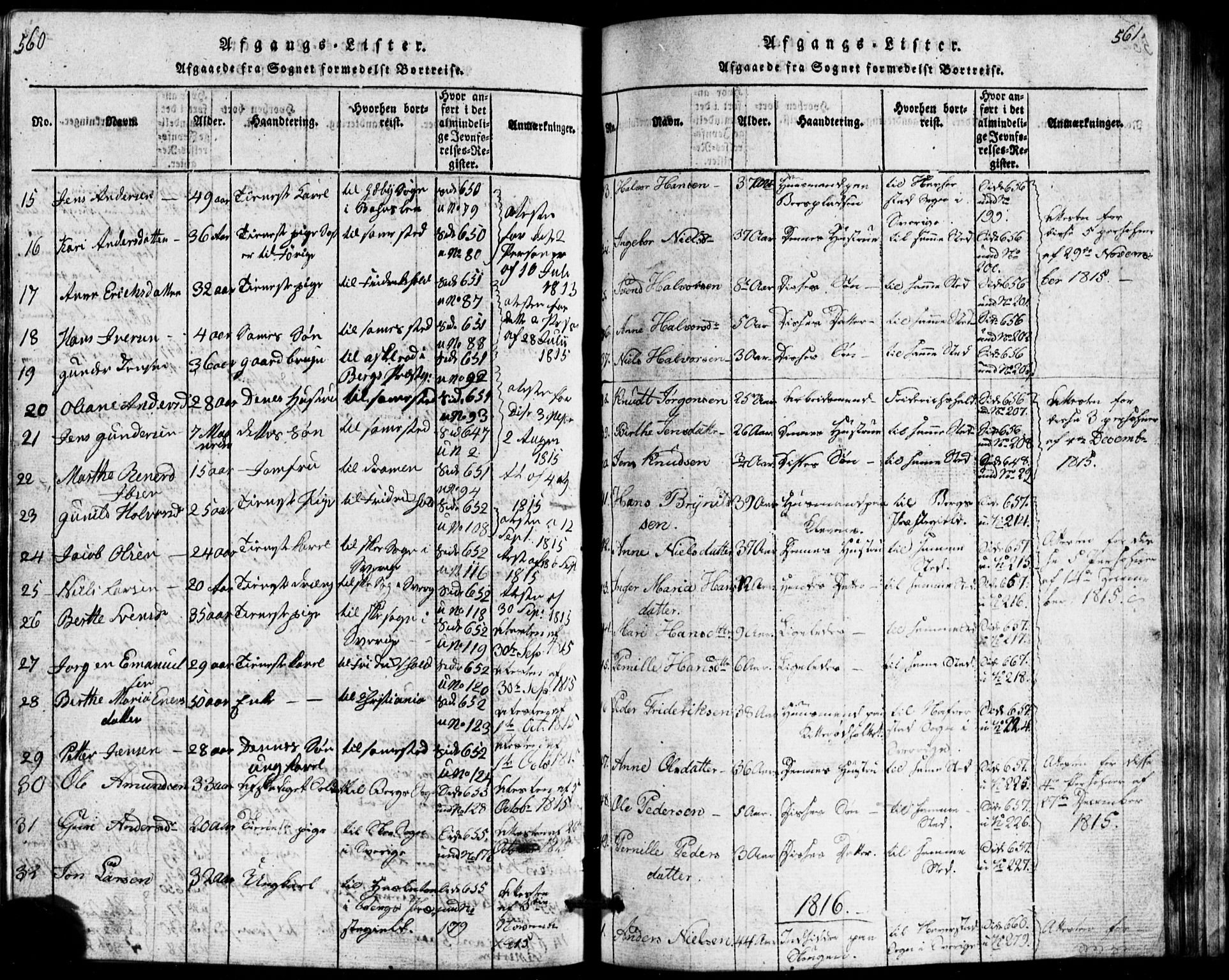 Idd prestekontor Kirkebøker, AV/SAO-A-10911/G/Ga/L0001: Parish register (copy) no. I 1, 1815-1826, p. 560-561