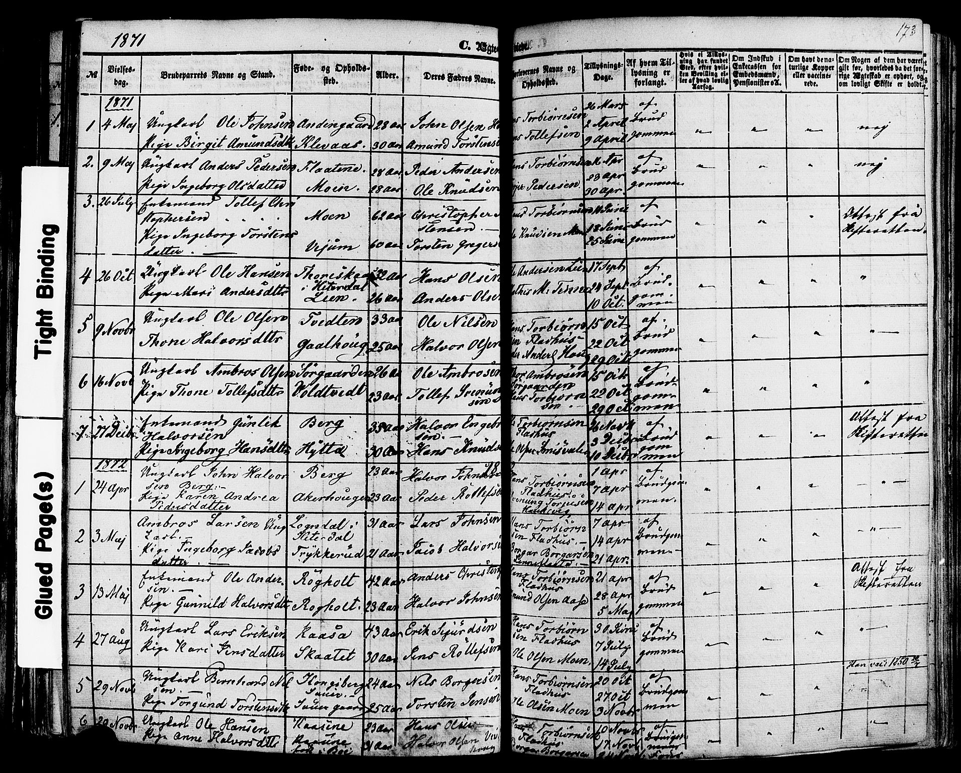 Sauherad kirkebøker, SAKO/A-298/F/Fa/L0007: Parish register (official) no. I 7, 1851-1873, p. 173