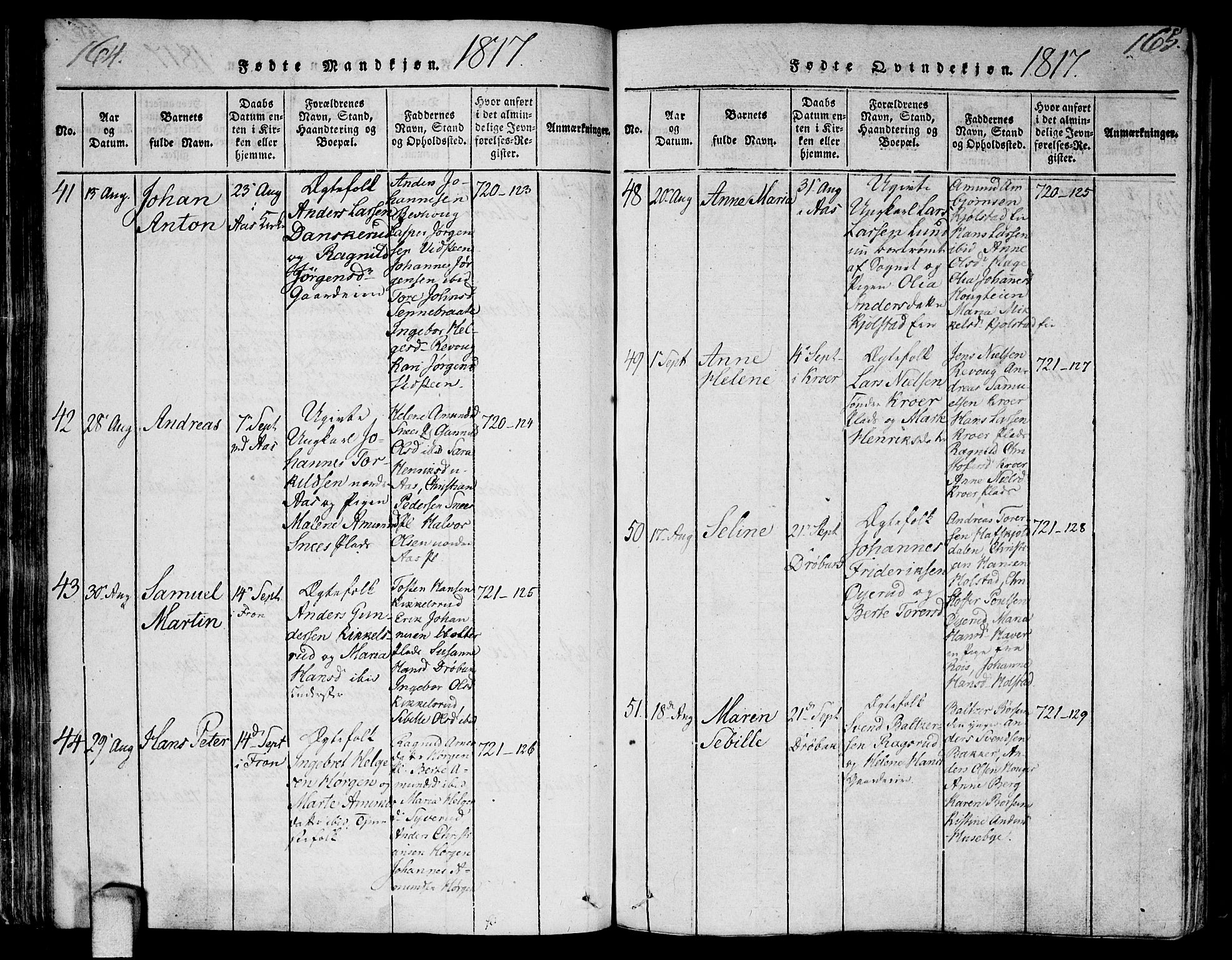 Ås prestekontor Kirkebøker, SAO/A-10894/F/Fa/L0003: Parish register (official) no. I 3, 1814-1818, p. 164-165