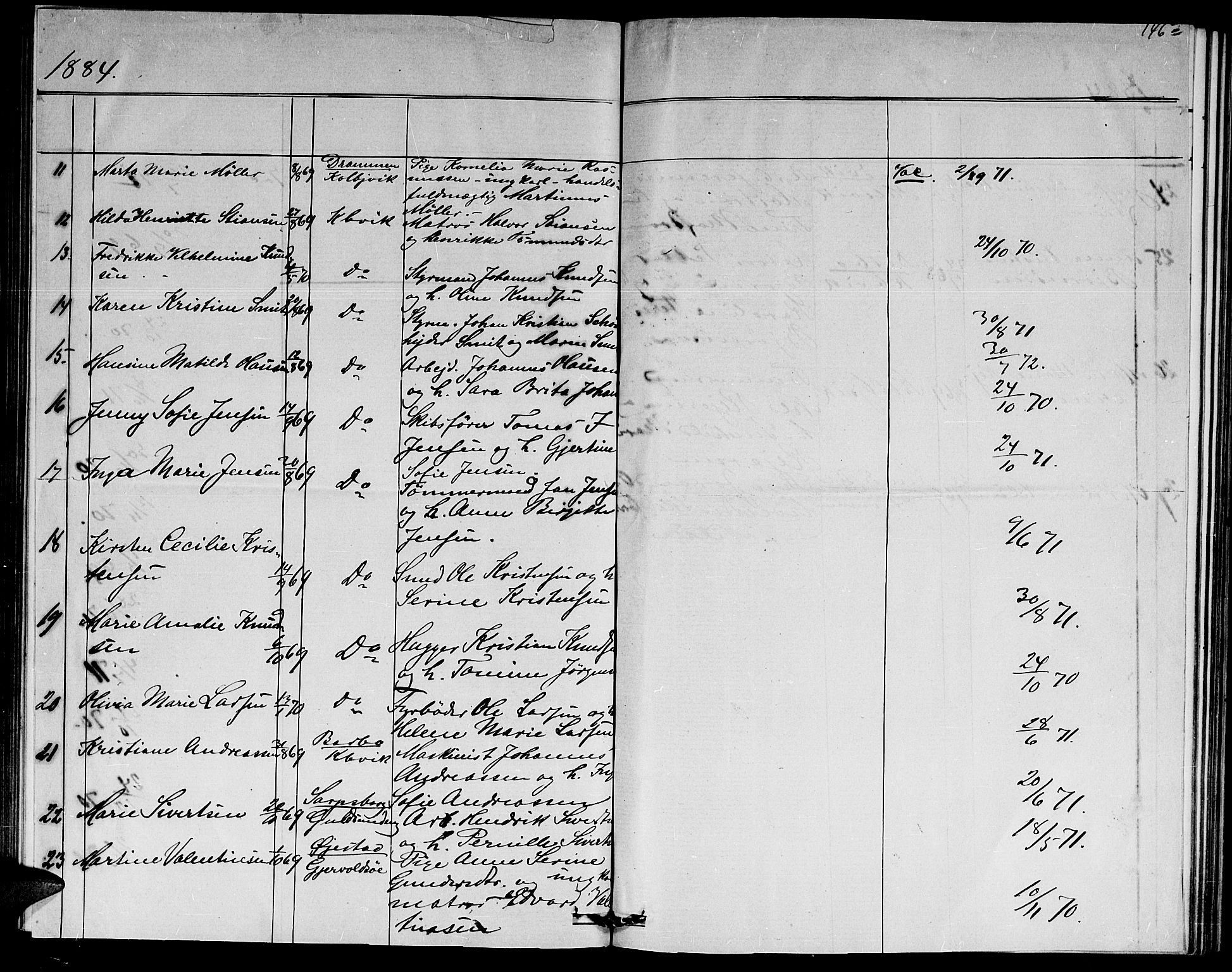 Hisøy sokneprestkontor, AV/SAK-1111-0020/F/Fb/L0002: Parish register (copy) no. B 2, 1873-1885, p. 146