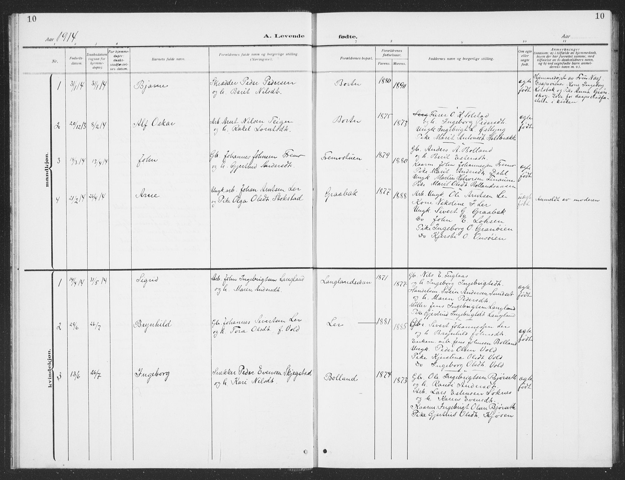 Ministerialprotokoller, klokkerbøker og fødselsregistre - Sør-Trøndelag, AV/SAT-A-1456/693/L1124: Parish register (copy) no. 693C05, 1911-1941, p. 10