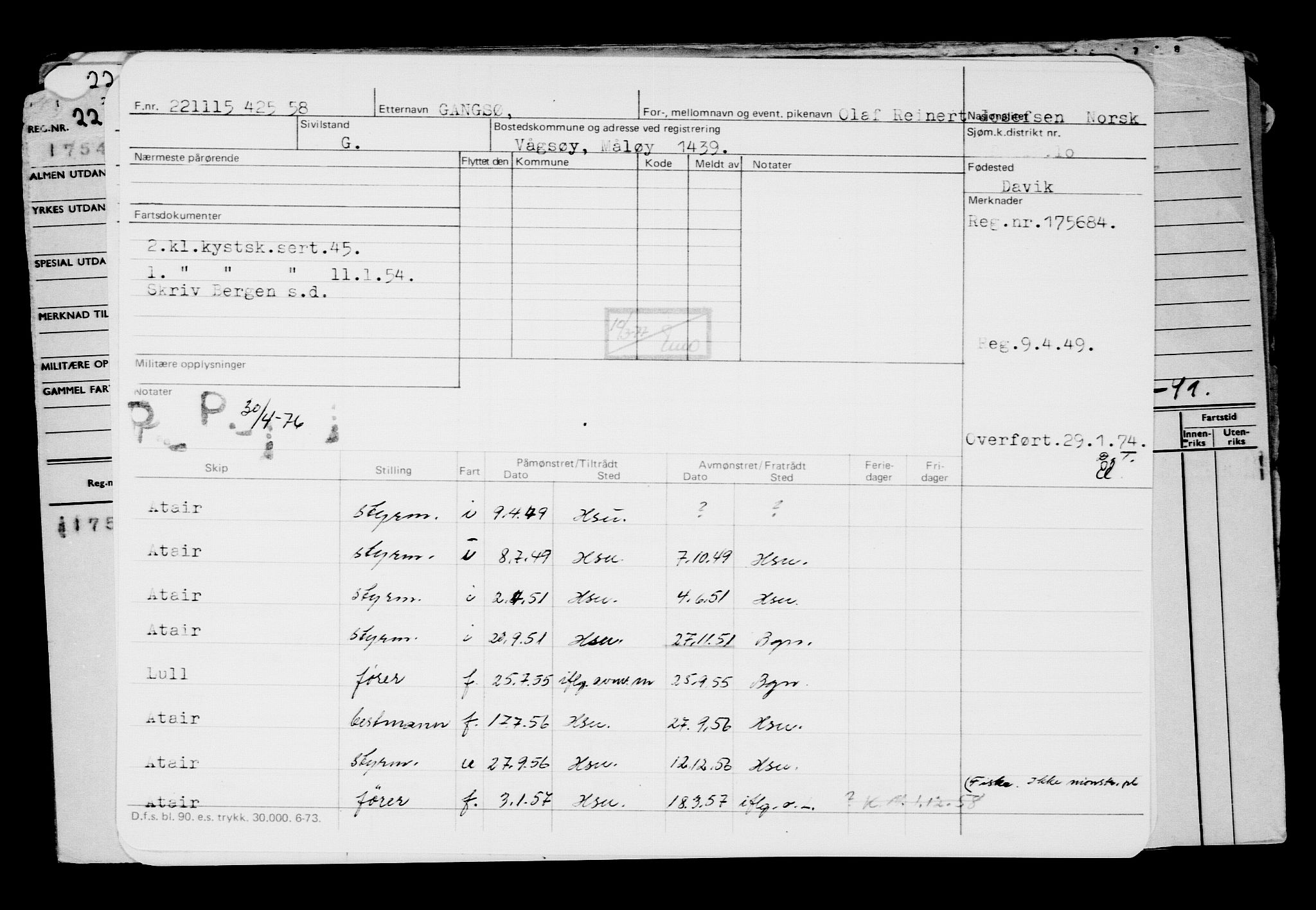 Direktoratet for sjømenn, AV/RA-S-3545/G/Gb/L0134: Hovedkort, 1915, p. 599