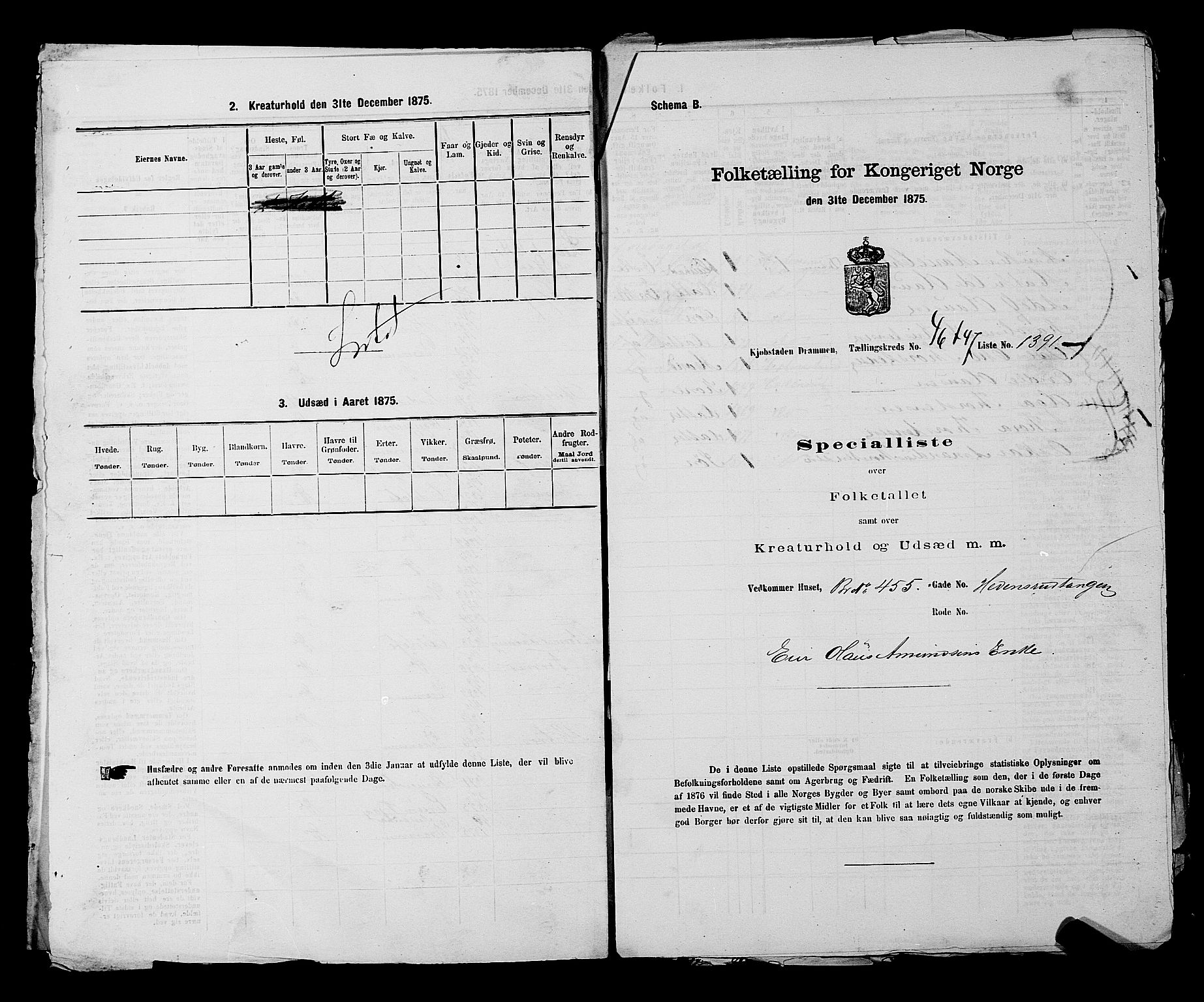 SAKO, 1875 census for 0602 Drammen, 1875, p. 3679