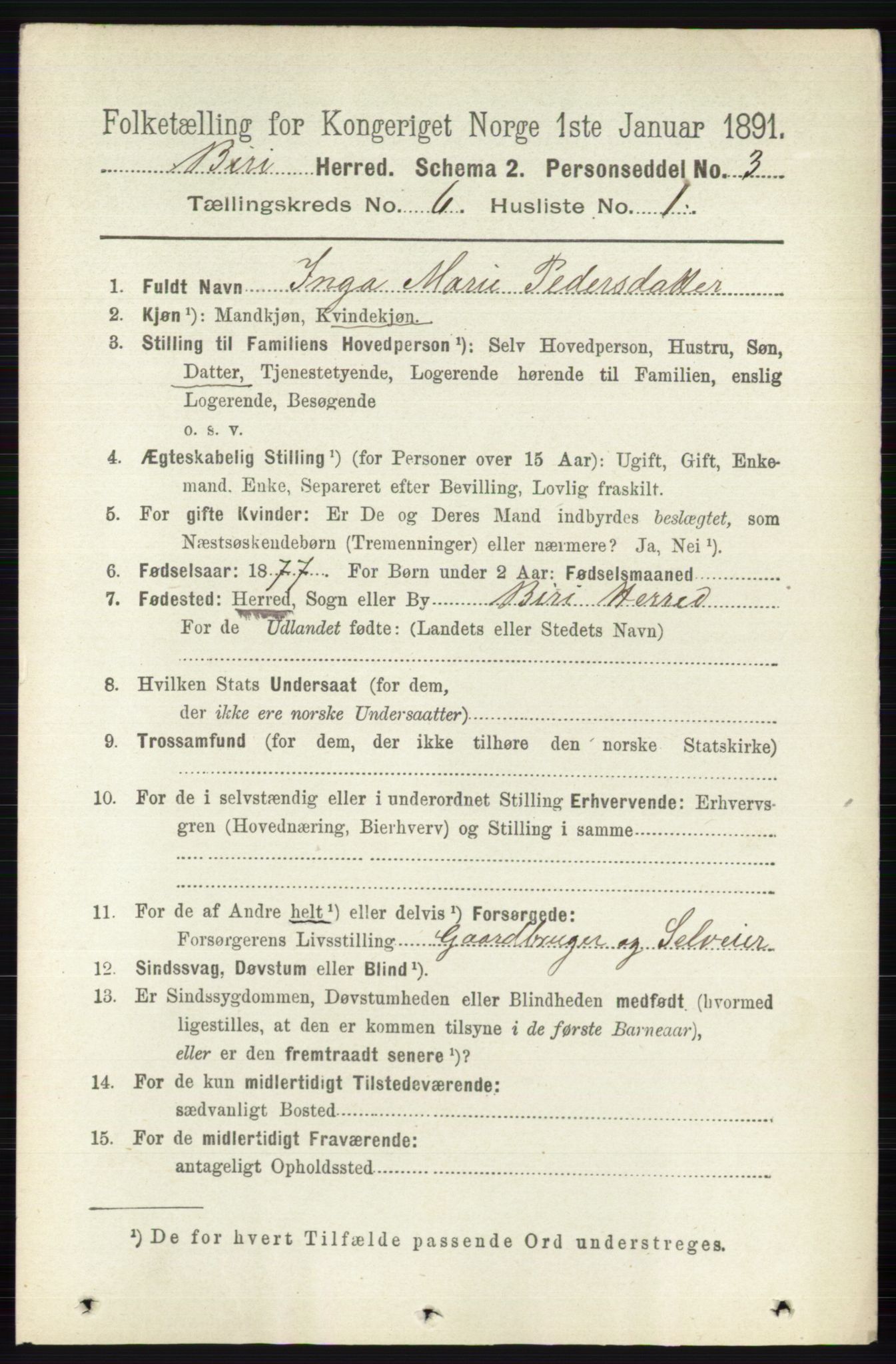 RA, 1891 census for 0525 Biri, 1891, p. 2136