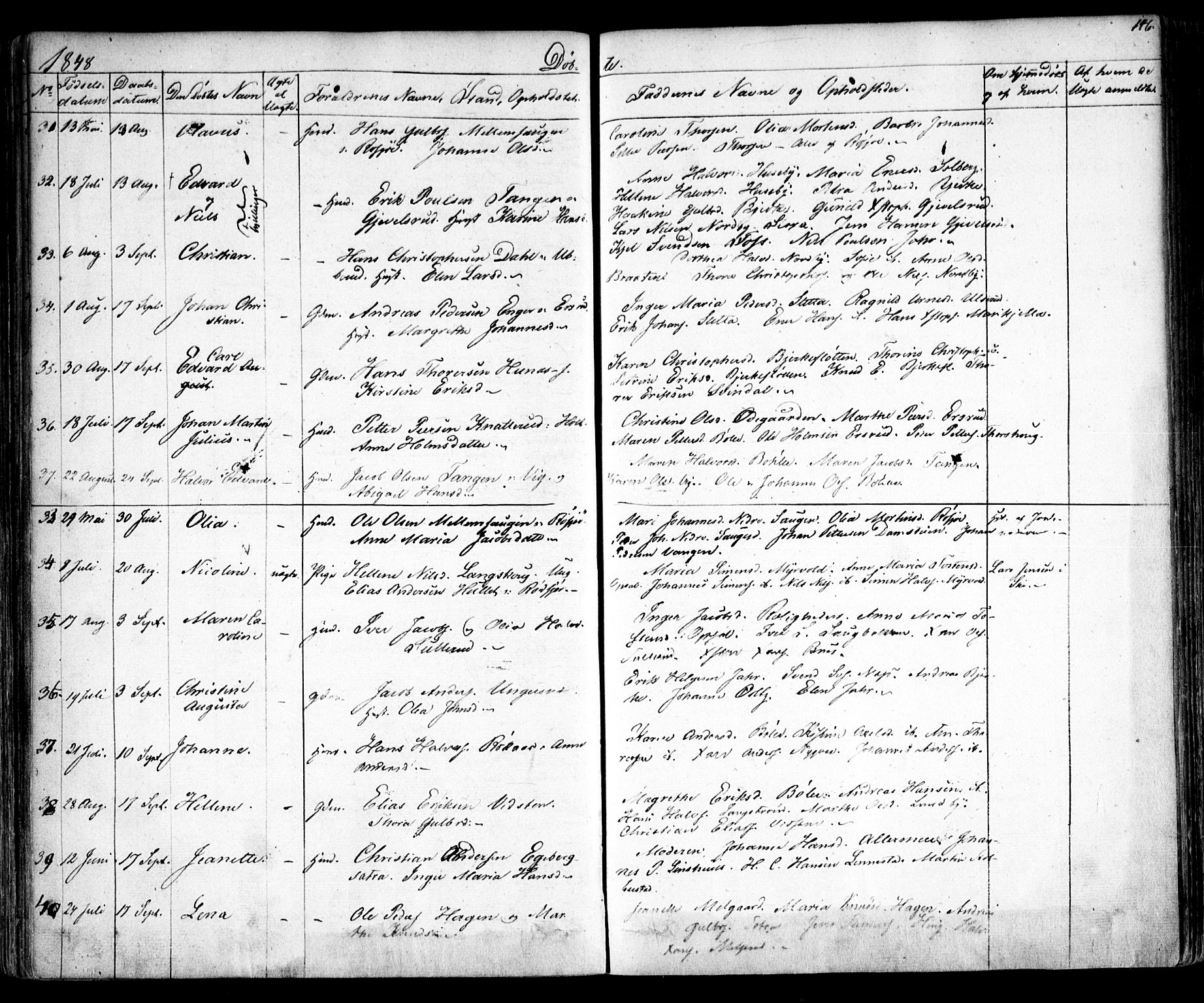 Enebakk prestekontor Kirkebøker, AV/SAO-A-10171c/F/Fa/L0009: Parish register (official) no. I 9, 1832-1861, p. 146