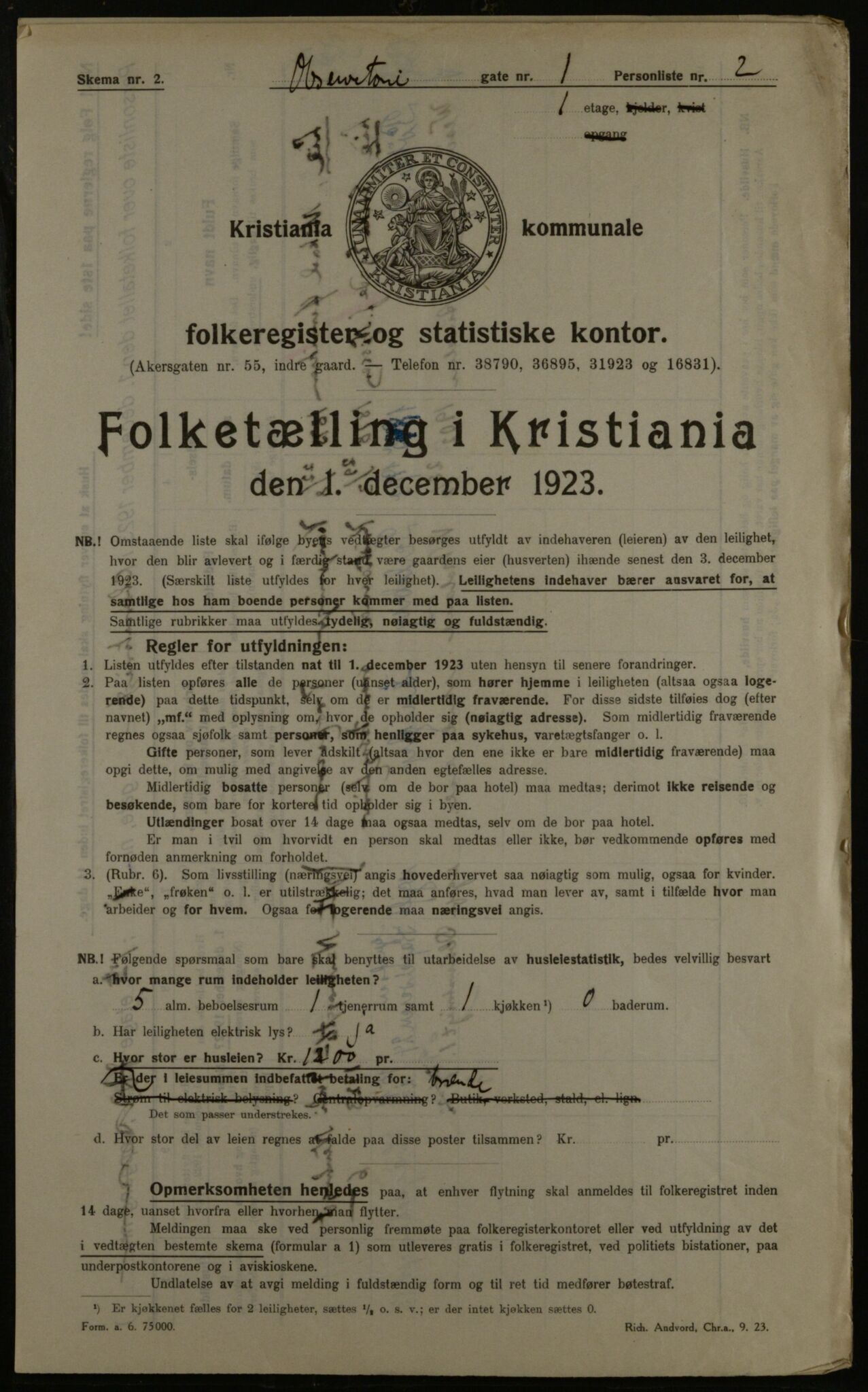 OBA, Municipal Census 1923 for Kristiania, 1923, p. 81412