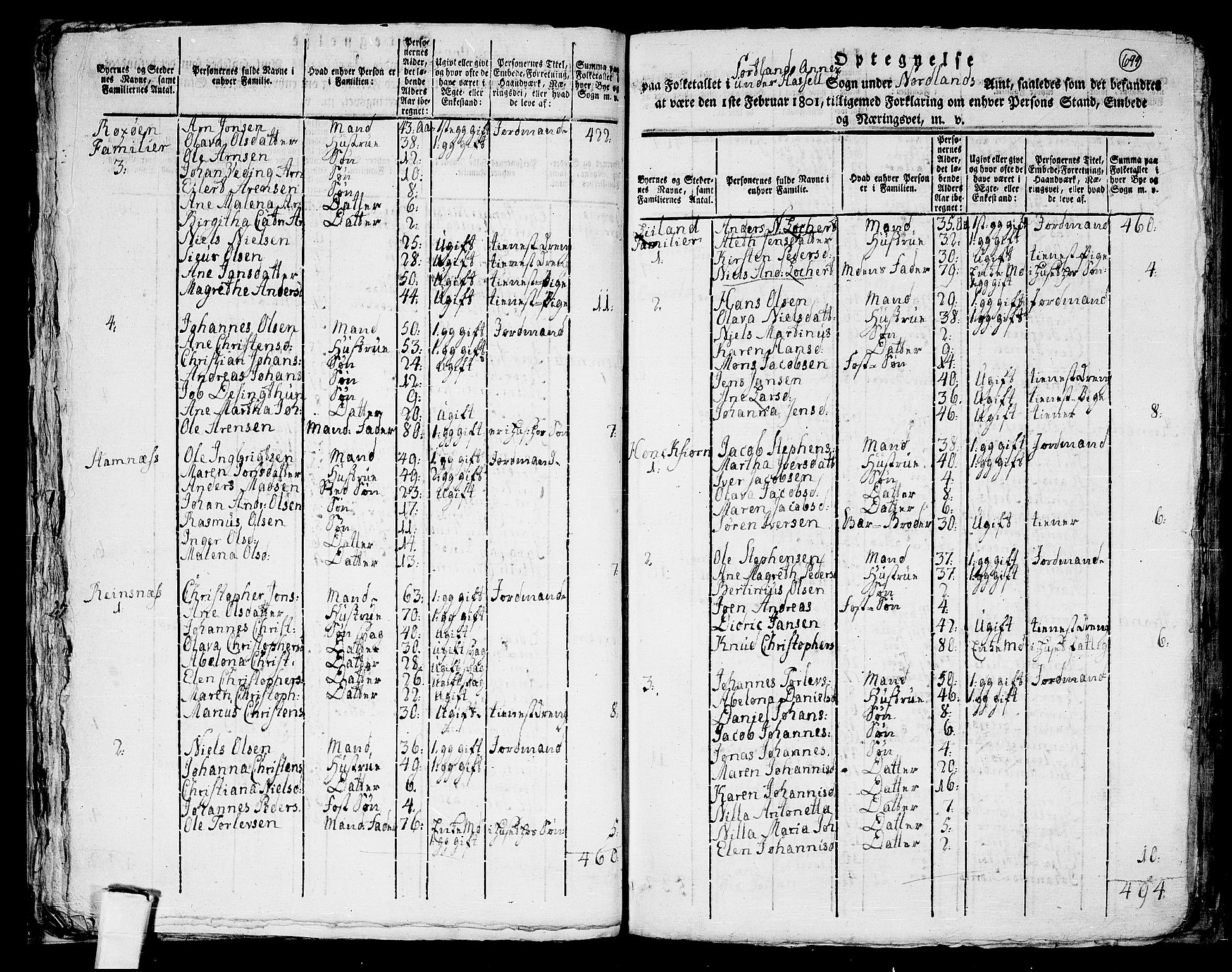 RA, 1801 census for 1866P Hadsel, 1801, p. 698b-699a