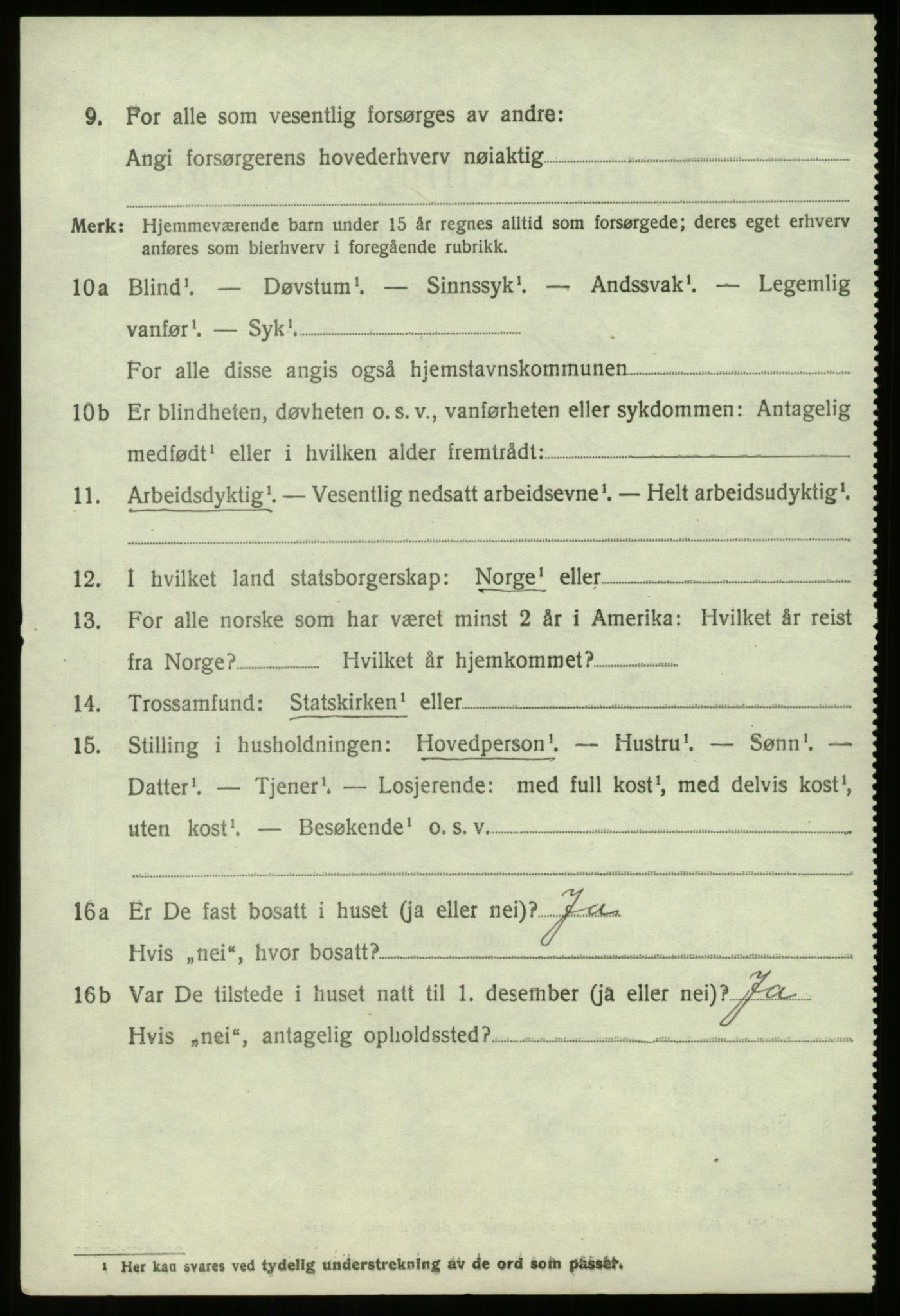 SAB, 1920 census for Selje, 1920, p. 1232