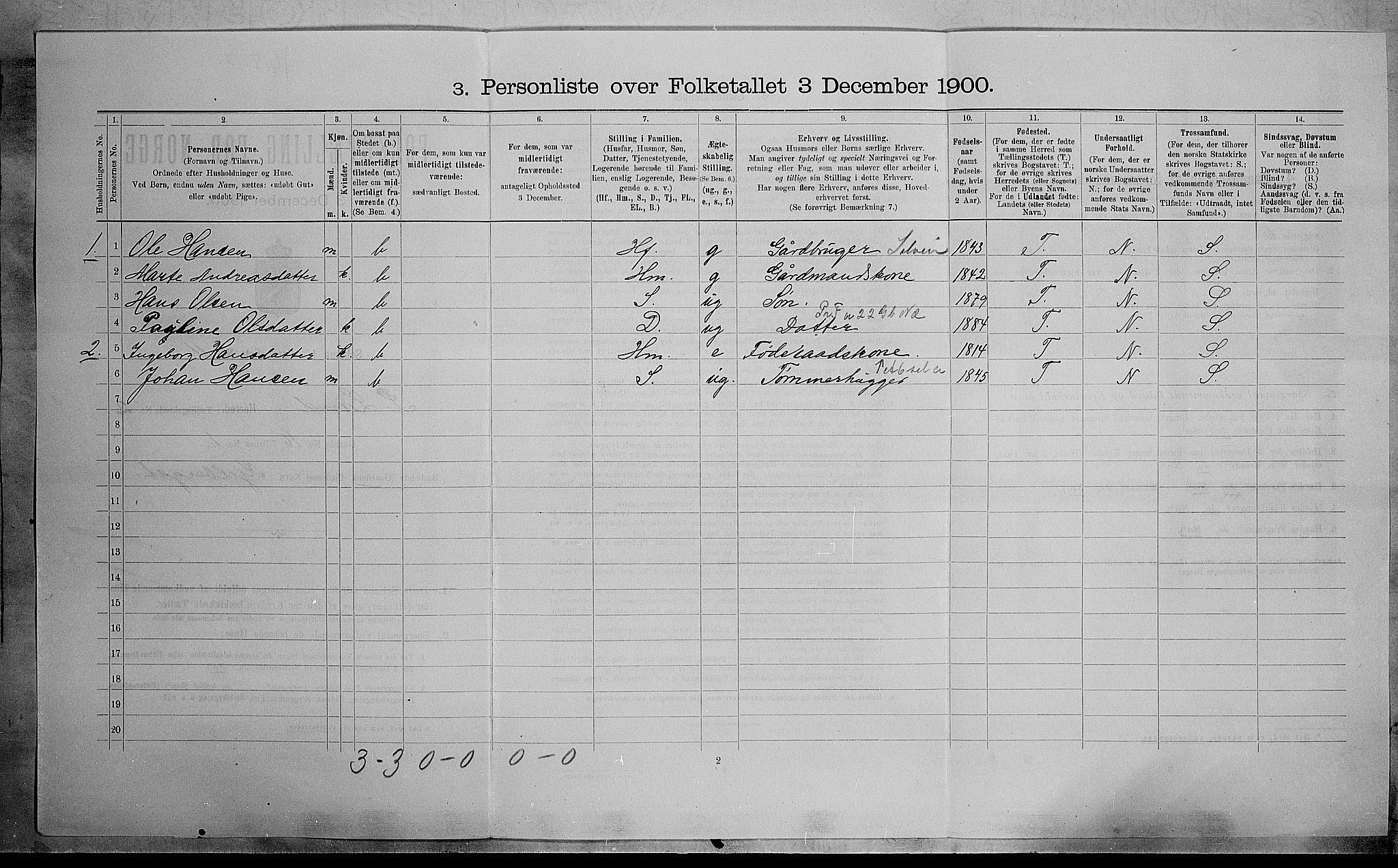 SAH, 1900 census for Søndre Land, 1900, p. 316