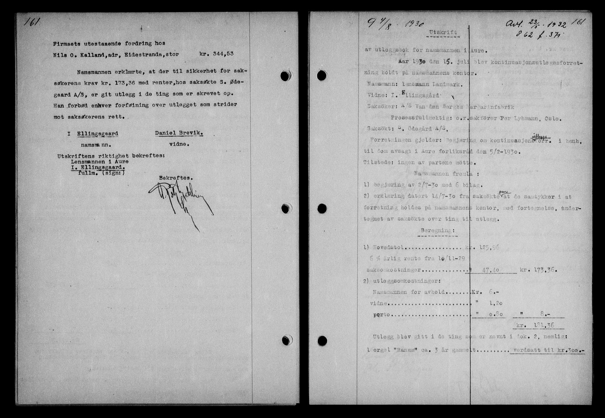 Nordmøre sorenskriveri, AV/SAT-A-4132/1/2/2Ca/L0070: Mortgage book no. 60, 1930-1930, Deed date: 04.08.1930