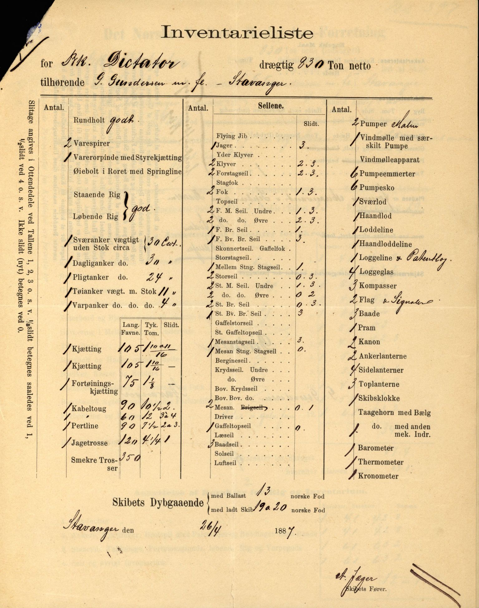 Pa 63 - Østlandske skibsassuranceforening, VEMU/A-1079/G/Ga/L0026/0002: Havaridokumenter / Dovre, Dictator, Ella, Elizabeth Morton, 1890, p. 116