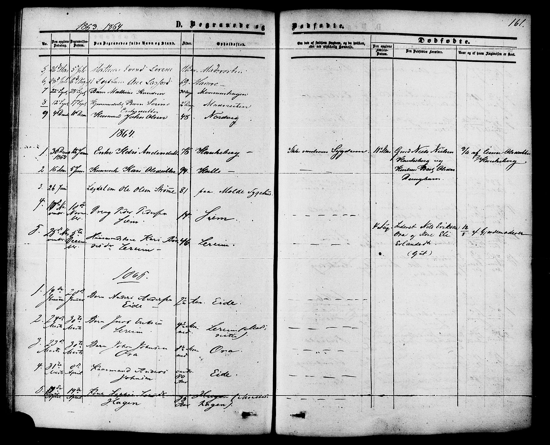 Ministerialprotokoller, klokkerbøker og fødselsregistre - Møre og Romsdal, AV/SAT-A-1454/542/L0552: Parish register (official) no. 542A02, 1854-1884, p. 161
