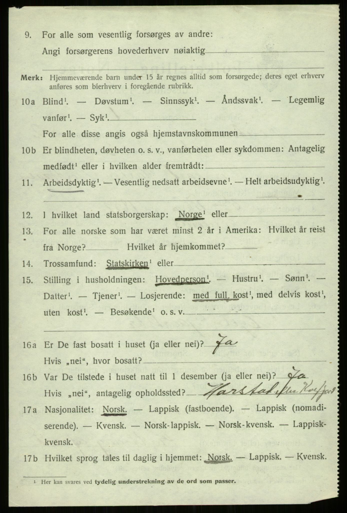 SATØ, 1920 census for Trondenes, 1920, p. 3657