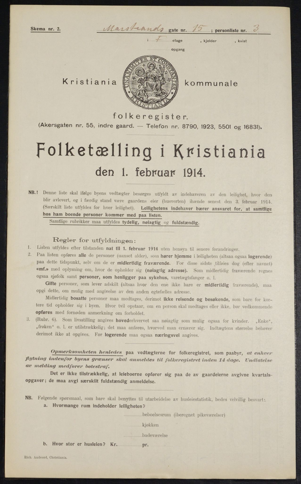 OBA, Municipal Census 1914 for Kristiania, 1914, p. 64724