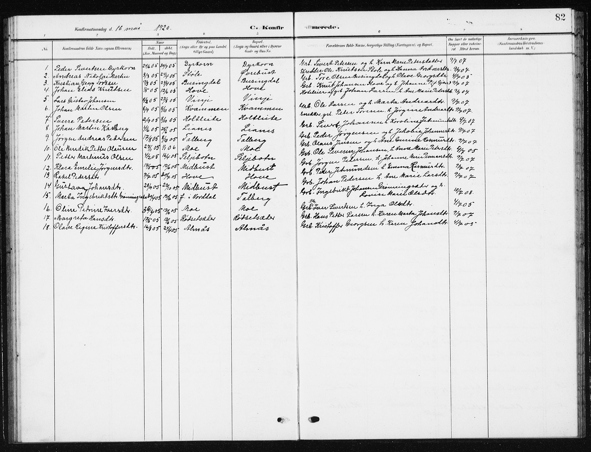 Ministerialprotokoller, klokkerbøker og fødselsregistre - Møre og Romsdal, SAT/A-1454/521/L0303: Parish register (copy) no. 521C04, 1908-1943, p. 82