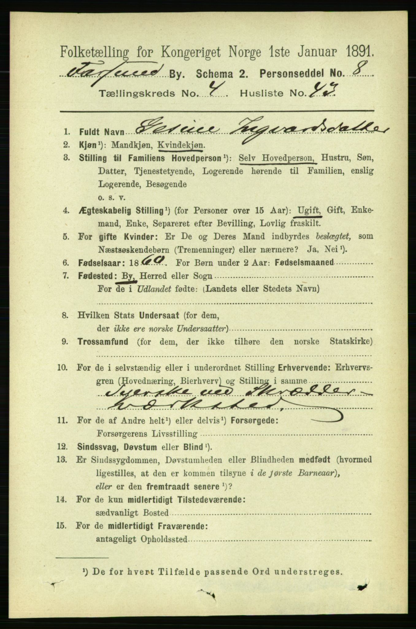 RA, 1891 census for 1003 Farsund, 1891, p. 1943