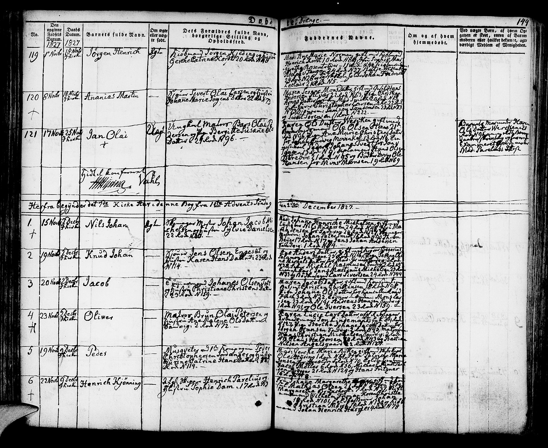 Korskirken sokneprestembete, AV/SAB-A-76101/H/Hab: Parish register (copy) no. A 3, 1821-1831, p. 144