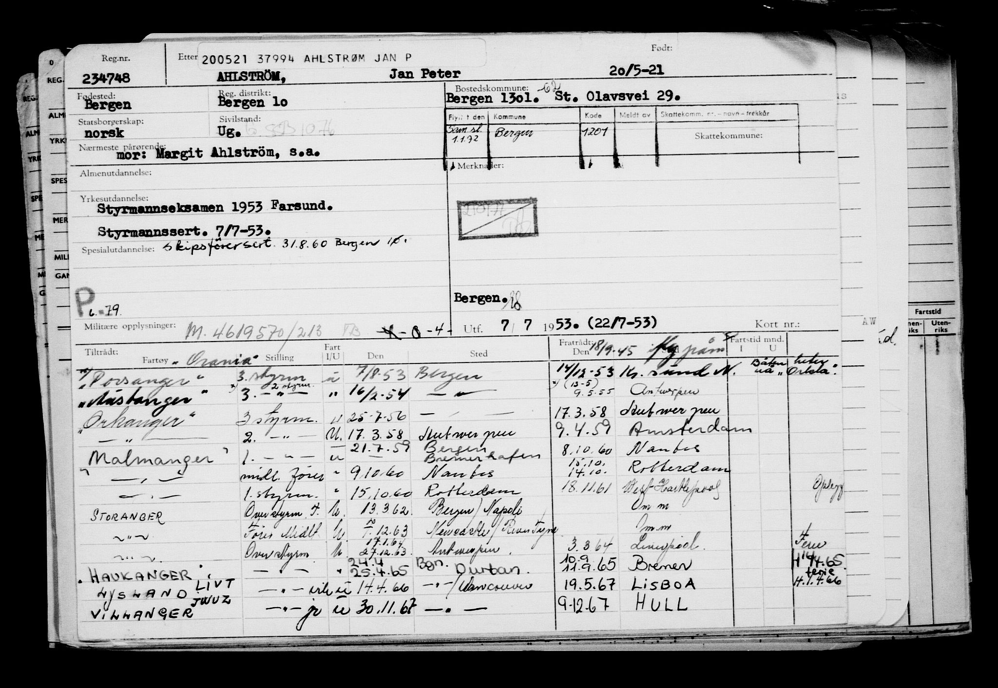 Direktoratet for sjømenn, AV/RA-S-3545/G/Gb/L0194: Hovedkort, 1921, p. 1