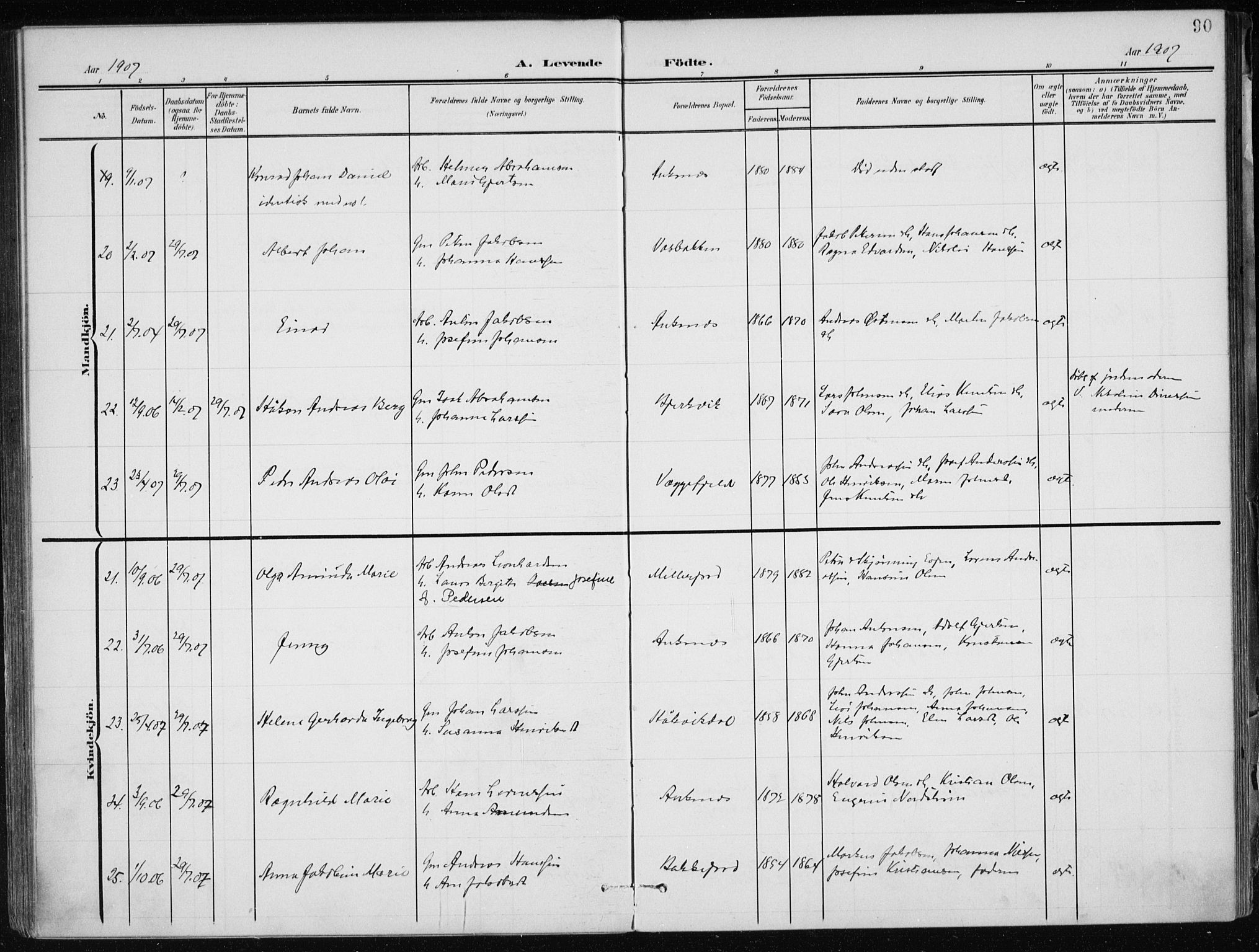 Ministerialprotokoller, klokkerbøker og fødselsregistre - Nordland, AV/SAT-A-1459/866/L0941: Parish register (official) no. 866A04, 1901-1917, p. 90