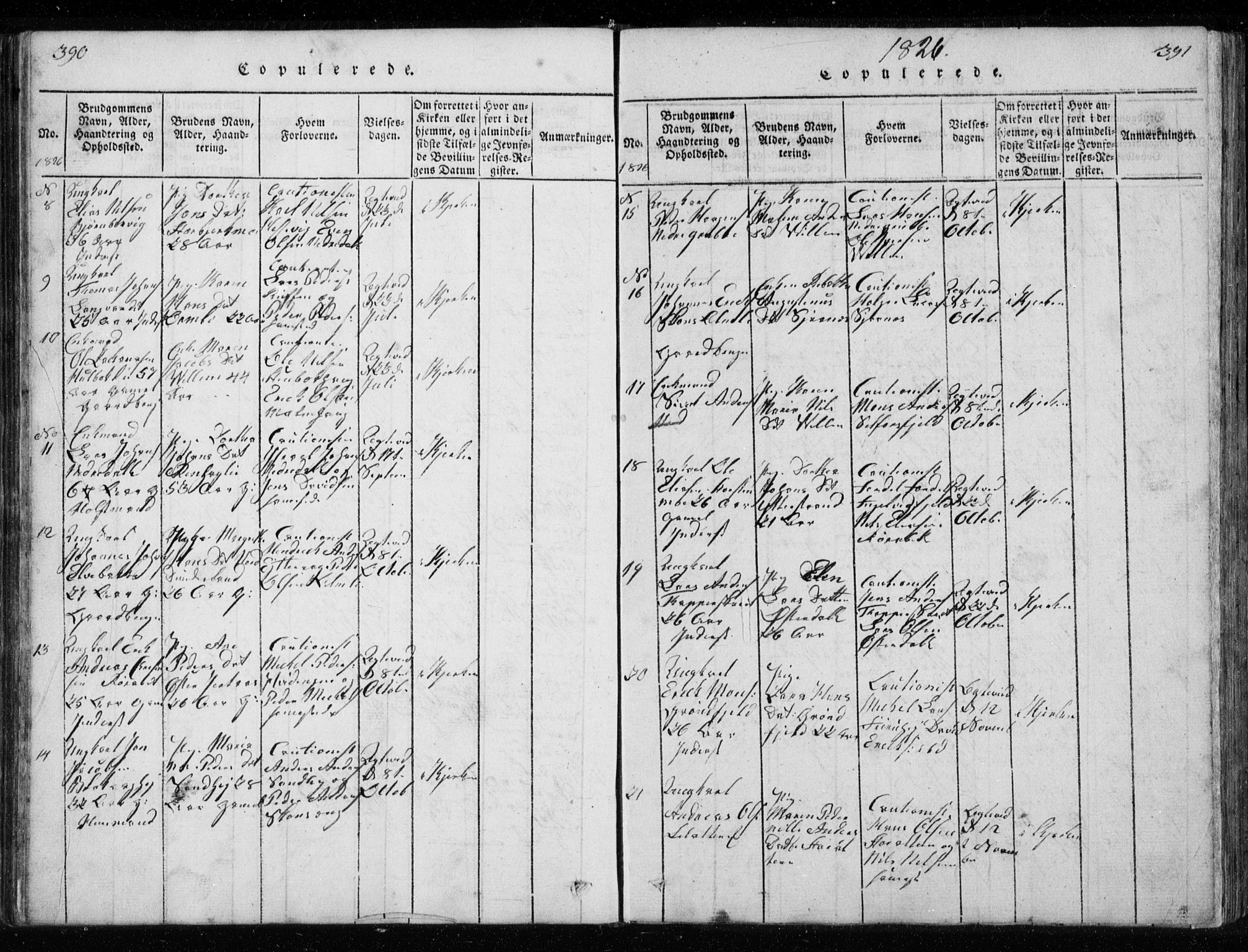 Ministerialprotokoller, klokkerbøker og fødselsregistre - Nordland, AV/SAT-A-1459/827/L0412: Parish register (copy) no. 827C01, 1820-1841, p. 390-391