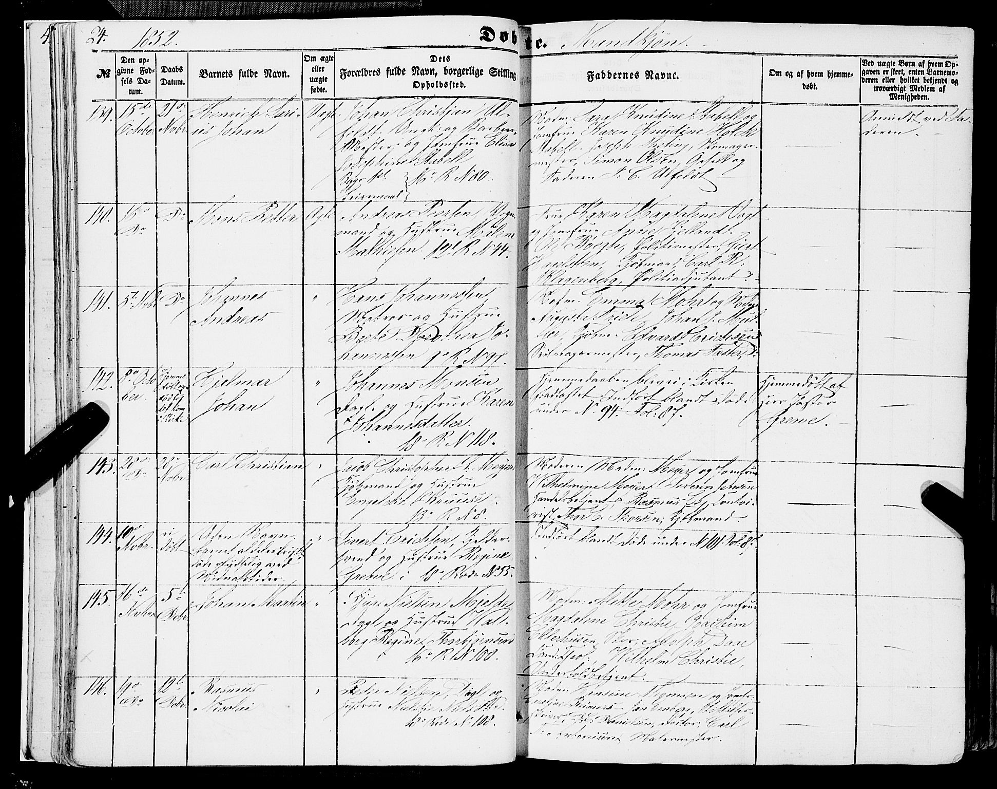 Domkirken sokneprestembete, AV/SAB-A-74801/H/Haa/L0020: Parish register (official) no. B 3, 1851-1859, p. 24