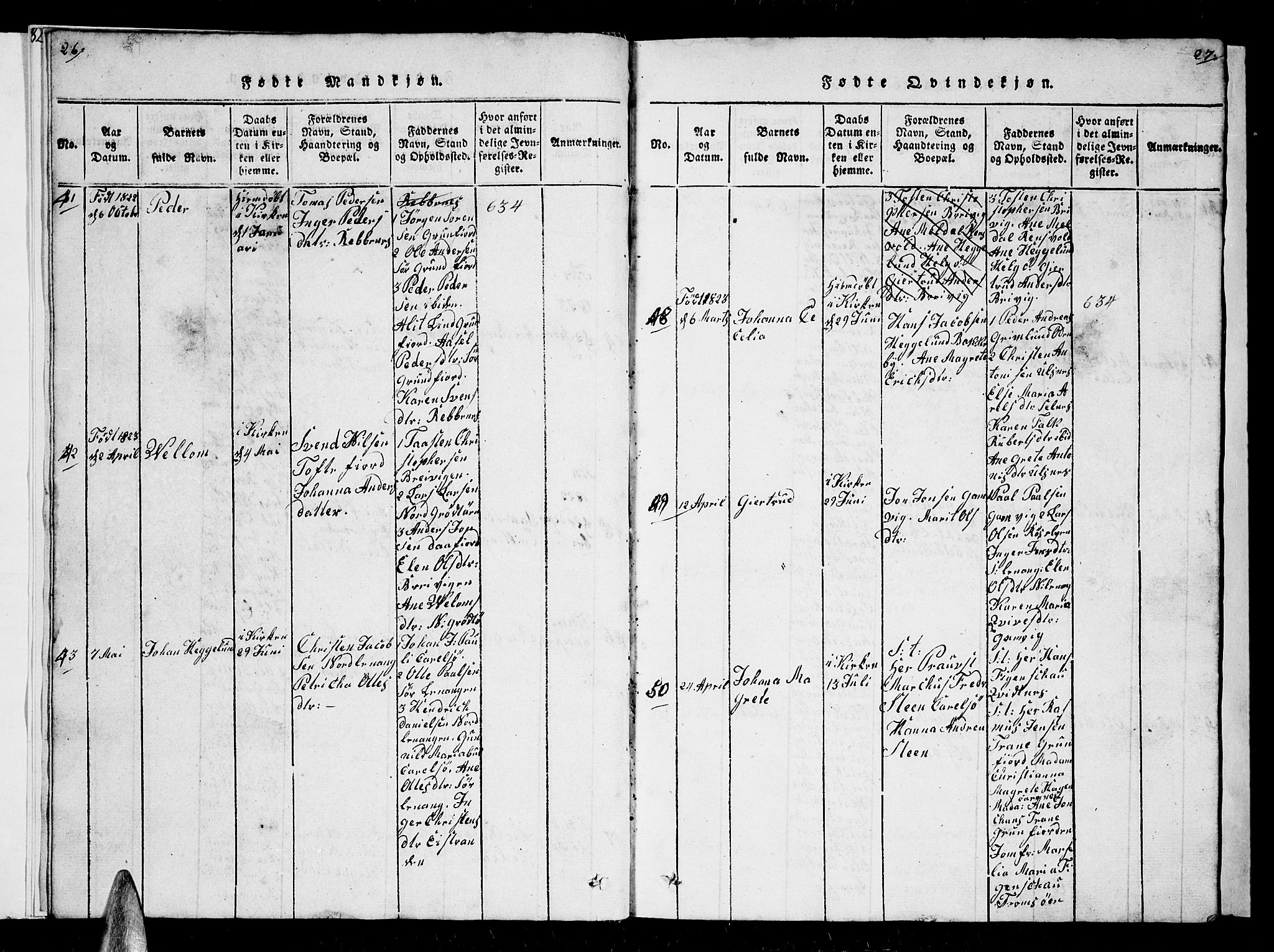 Karlsøy sokneprestembete, AV/SATØ-S-1299/H/Ha/Hab/L0001klokker: Parish register (copy) no. 1, 1821-1840, p. 26-27