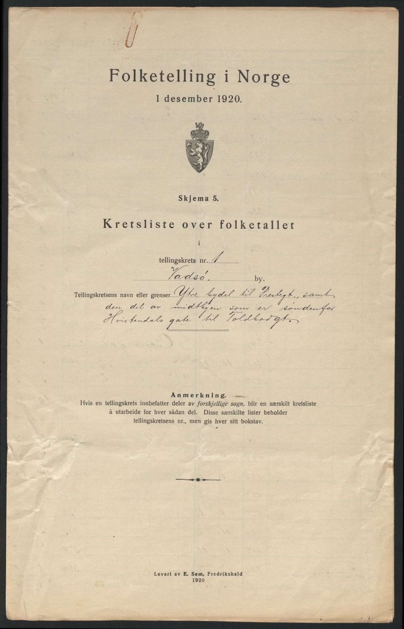 SATØ, 1920 census for Vadsø, 1920, p. 6