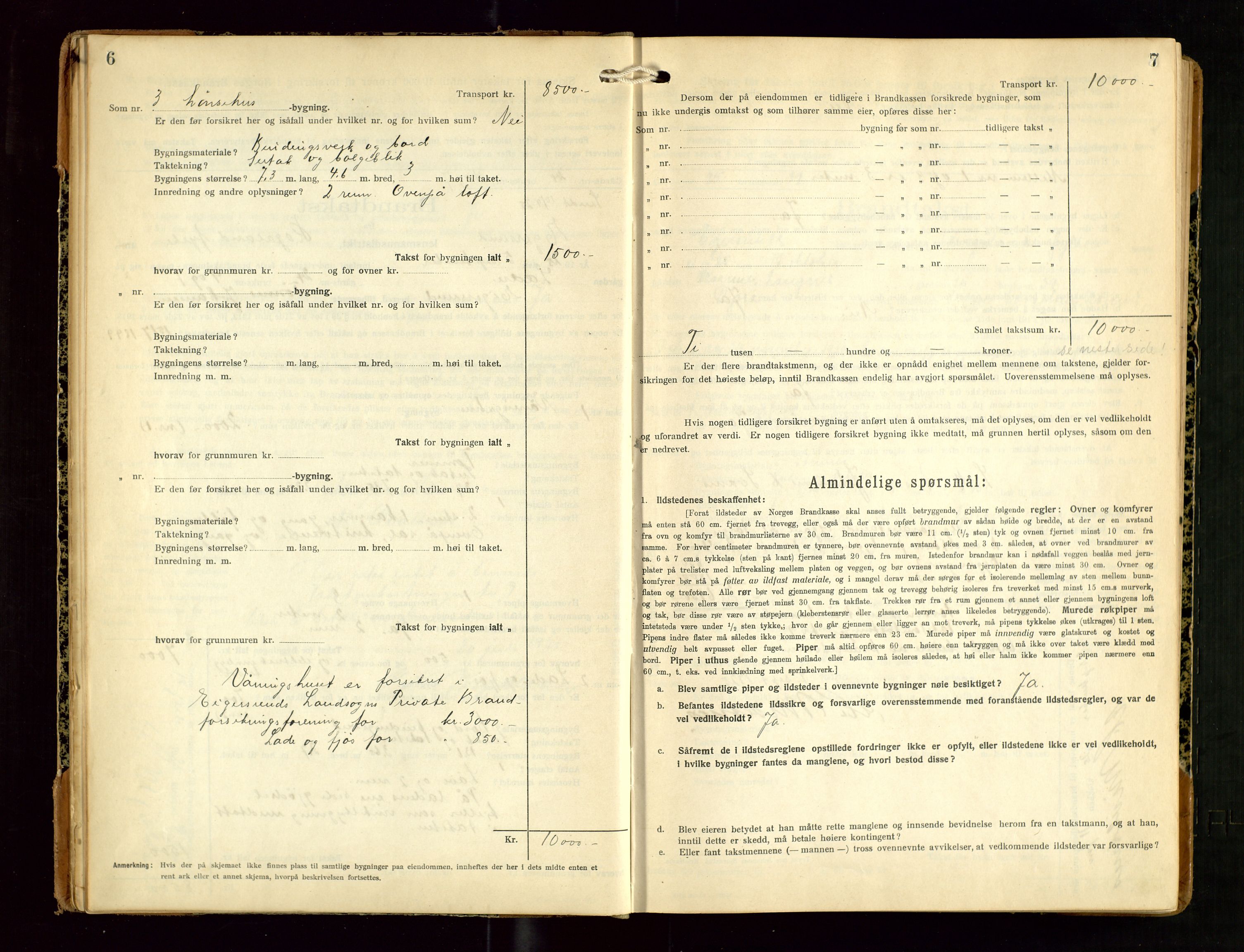 Eigersund lensmannskontor, AV/SAST-A-100171/Gob/L0005: "Brandtakstprotokoll", 1925-1934, p. 6-7